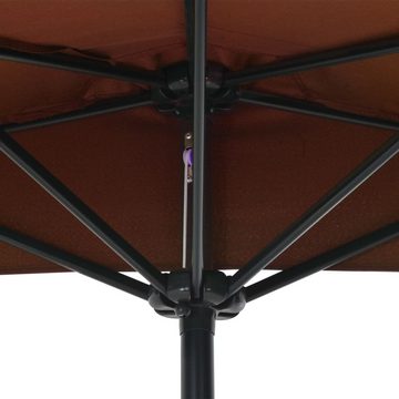 furnicato Sonnenschirm Balkon-Alu-Mast Terrakotta 270x144x222cm Halbrund