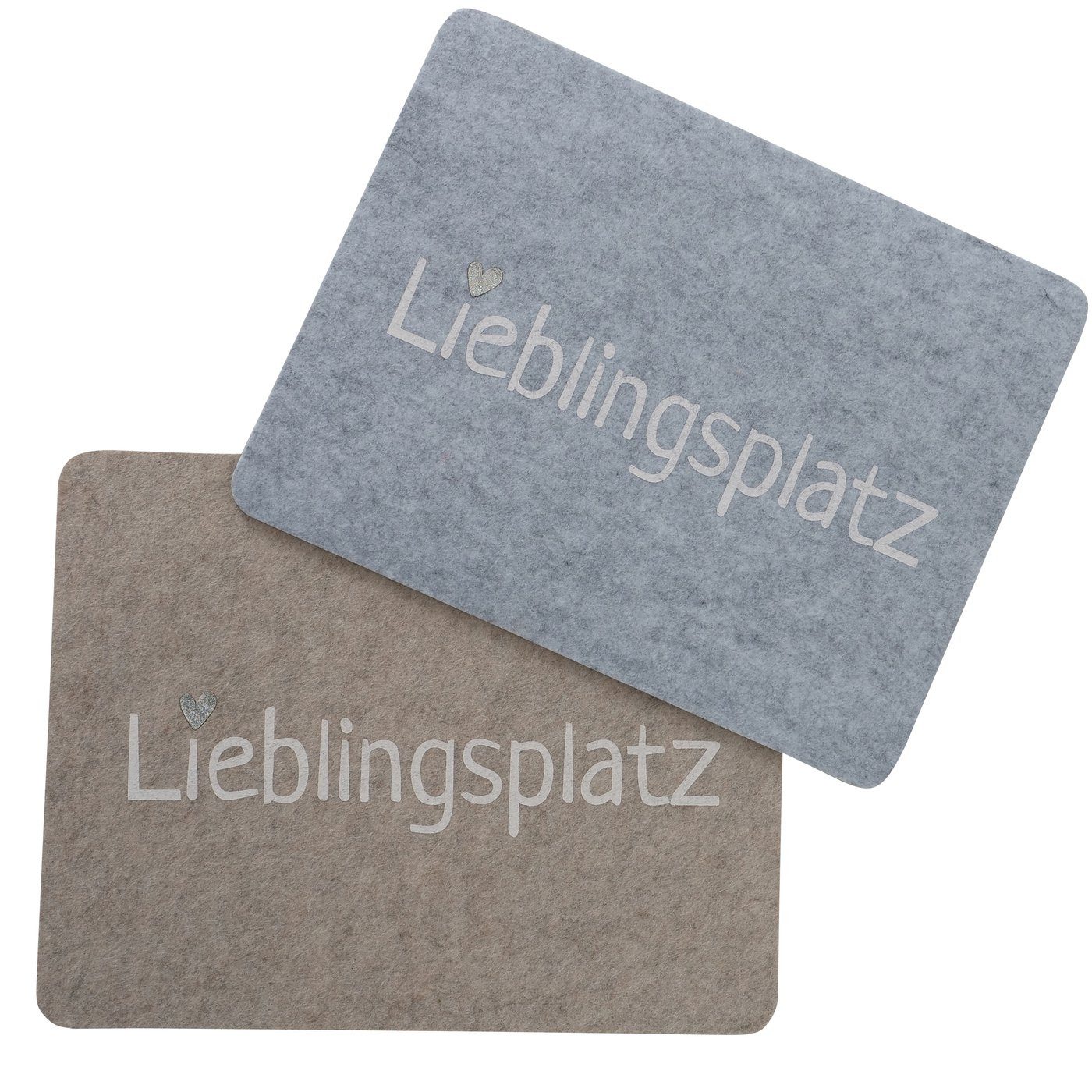 MF Tischläufer Tischset Lieblingsplatz 2er Set Filzoptik Beige Grau (2-tlg)
