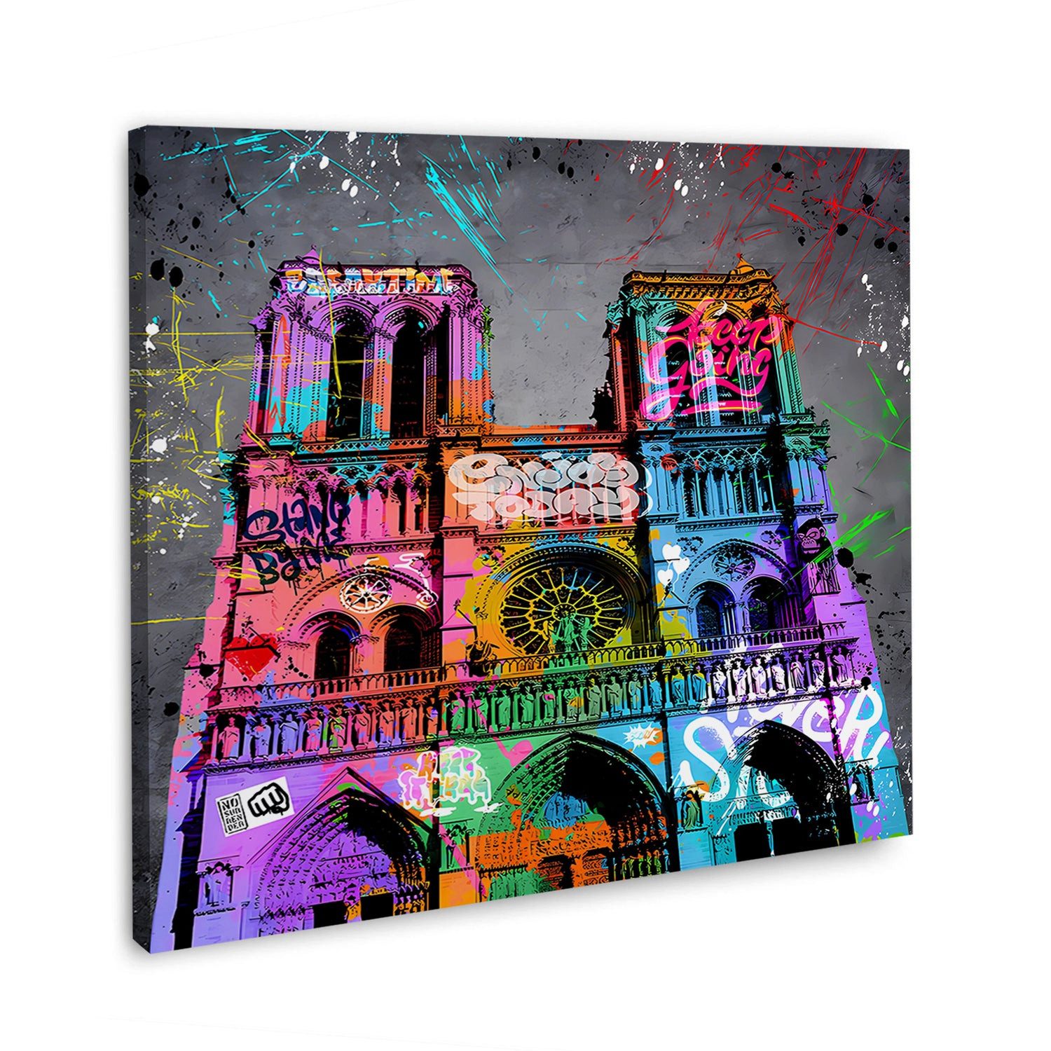 Artedinoi Leinwandbild Paris Notre Dame Street Art Städte Leinwandbild Wandbild Kunstdruck XL