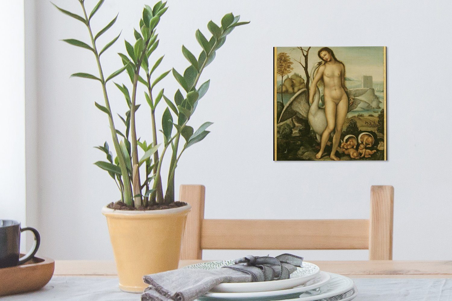 Leinwandbild Bilder da Leonardo der für Schwan und Vinci, (1 St), Schlafzimmer Leinwand OneMillionCanvasses® Leda Wohnzimmer -