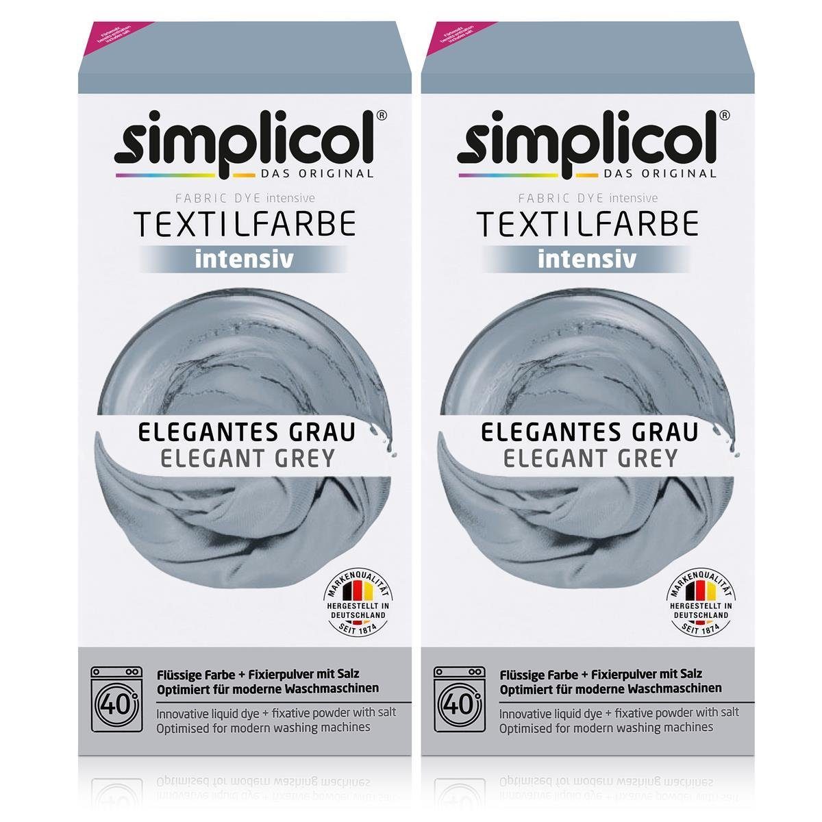 simplicol Textilfarbe Simplicol Textilfarbe intensiv Elegantes-Grau - Einfaches Färben (2er