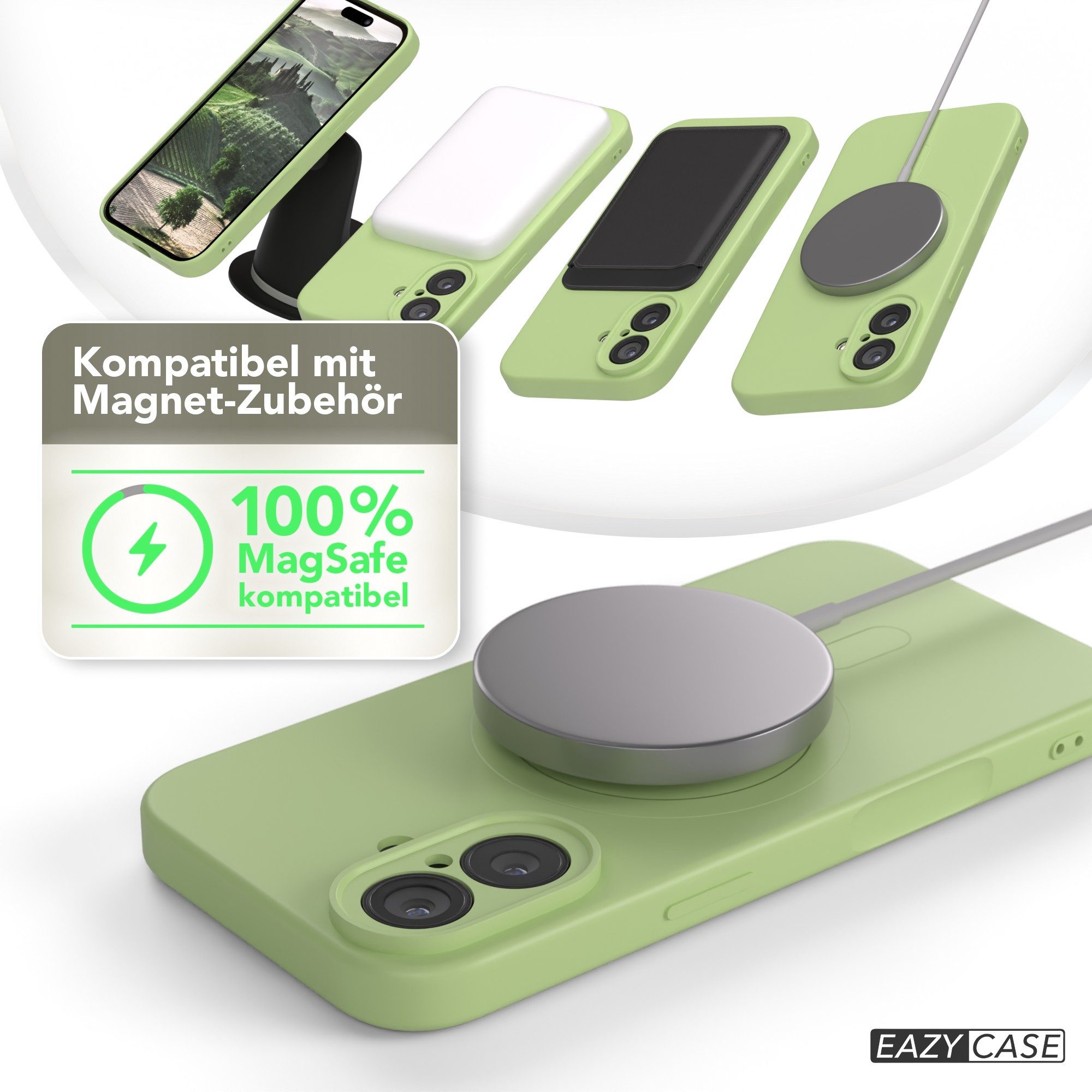 EAZY CASE Handyhülle für Apple iPhone 17 Hülle Silikon 6,3 Zoll, Schutzhülle MagSafe kompatibel Anti-Slip Oberfläche kratzfest Grün – Bild 5 von 5