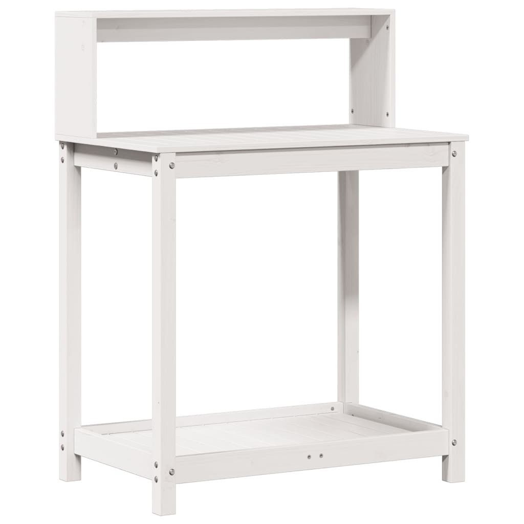 vidaXL Blumenständer Pflanztisch mit Ablagen Weiß 82,5x50x109,5 cm Massivholz Kiefer (1 St)