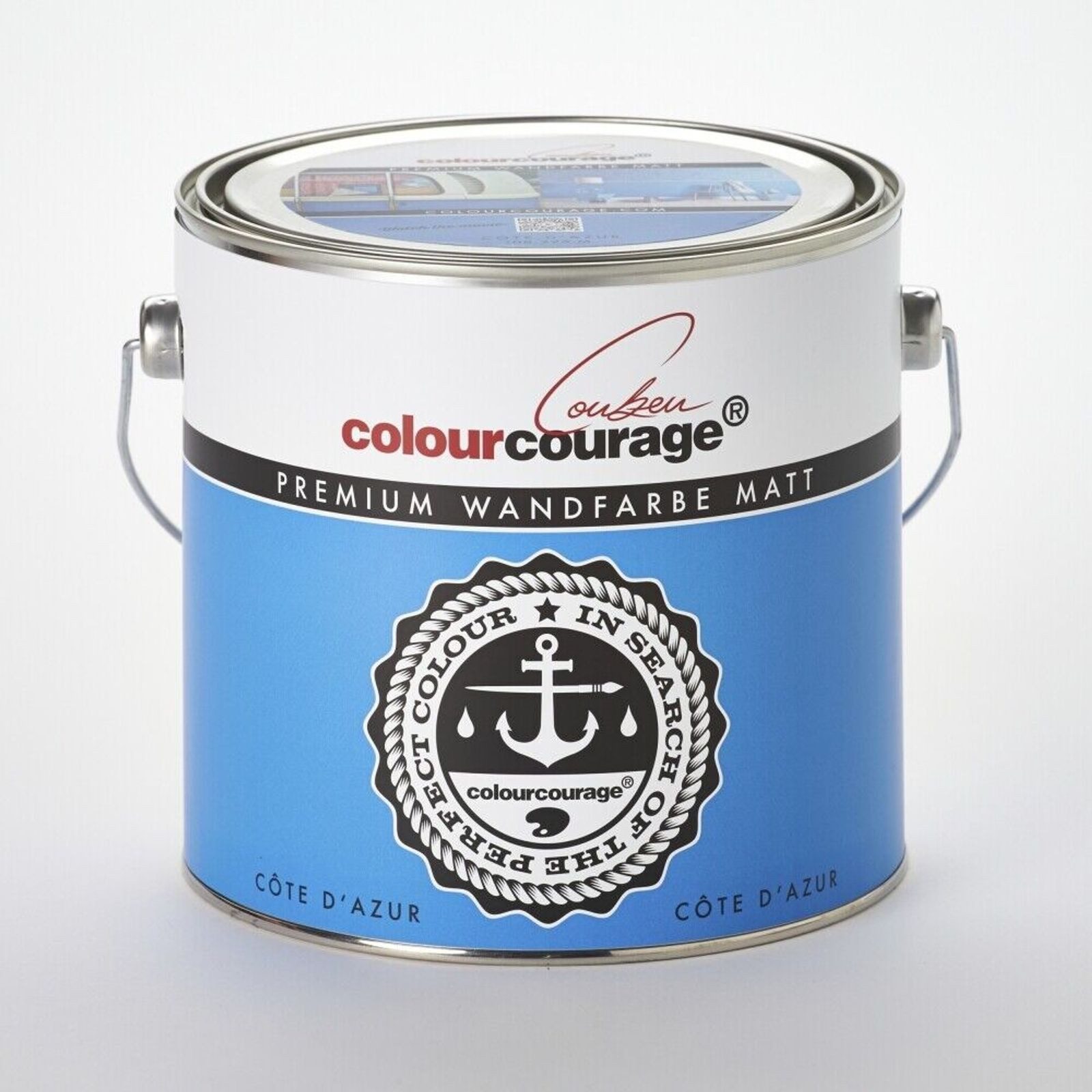 colourcourage Vollton- und Abtönfarbe 2,5 Liter Colourcourage Premium Wandfarbe Côte d'Azur Babyblau Blau