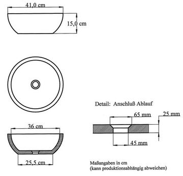 aquaSu Aufsatzwaschbecken (Aufsatz-Waschtisch, 1-St., Waschbecken), 41 cm, Travertin Marmoriert, Unikat, 575003
