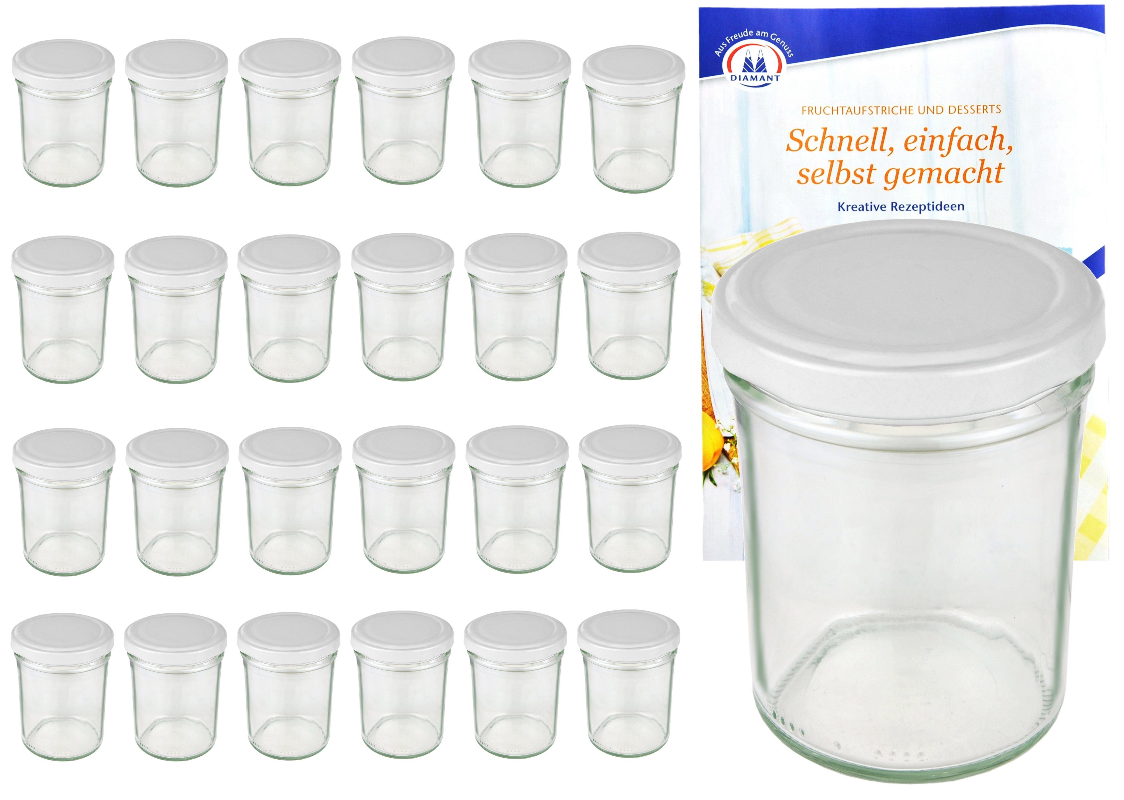 MamboCat Einmachglas 25er Set Sturzglas 230 ml HOCH To 66 weißer Deckel incl. Rezeptheft, Glas