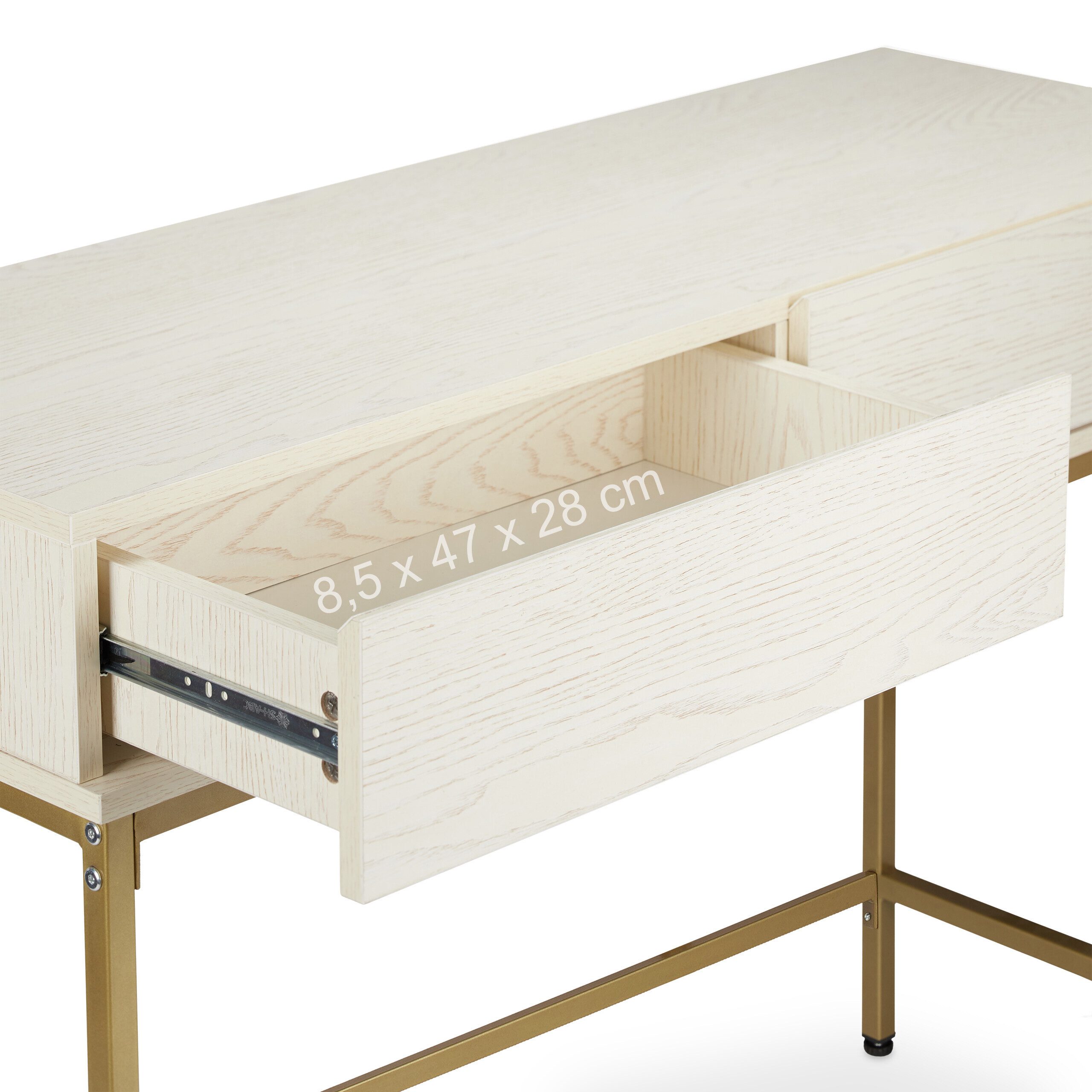relaxdays Konsolentisch Gold Weiß (1-St) – Bild 5 von 5
