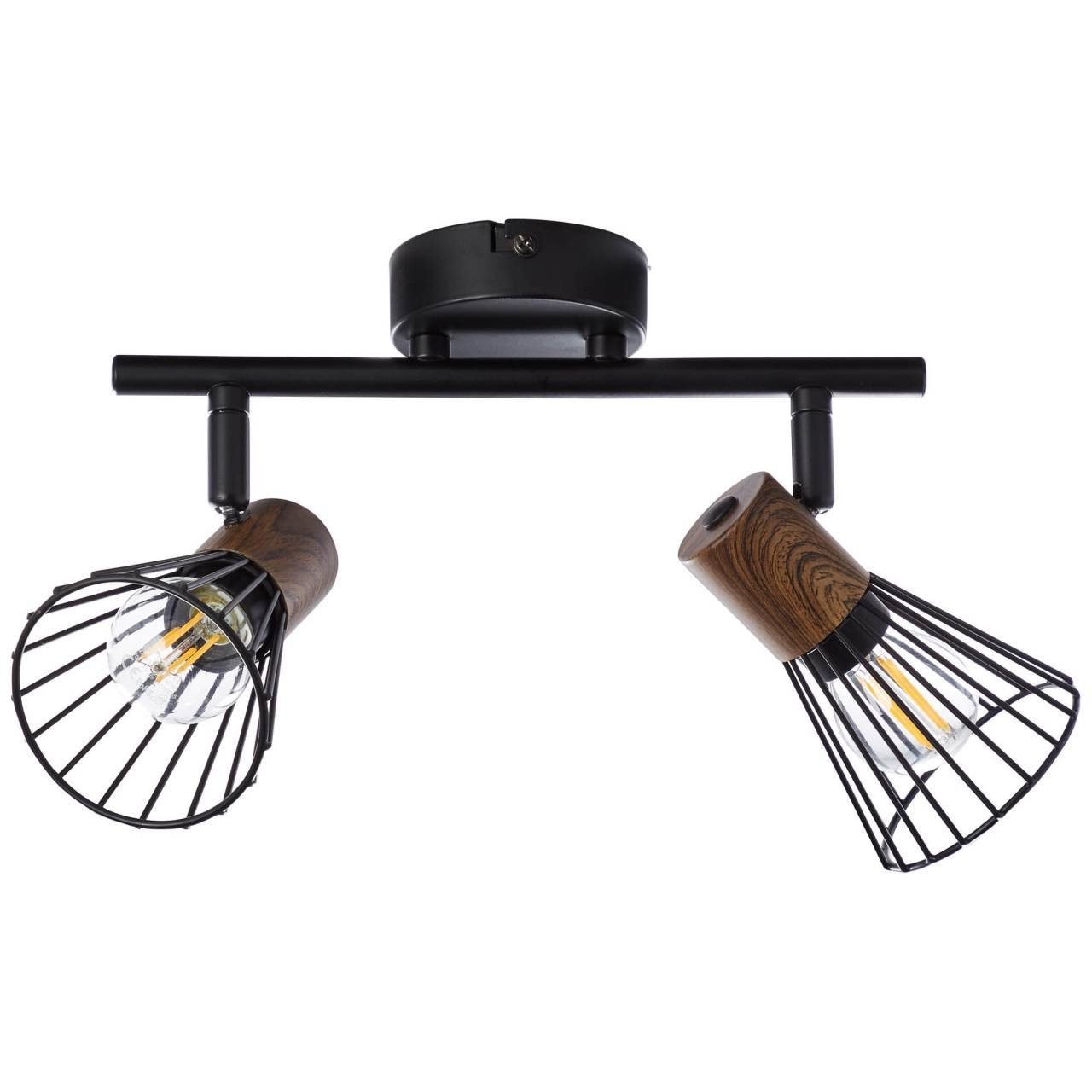 matt E14, Lampe holz D45, 2x Spotrohr Brilliant Manama Manama, 18W Deckenleuchte dunkel/schwarz 2flg