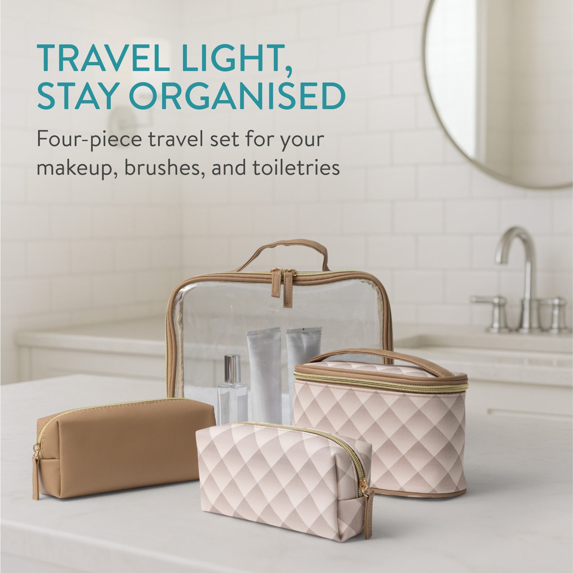 Navaris Kulturbeutel 4-in-1 Reise Makeup Tasche günstig online kaufen