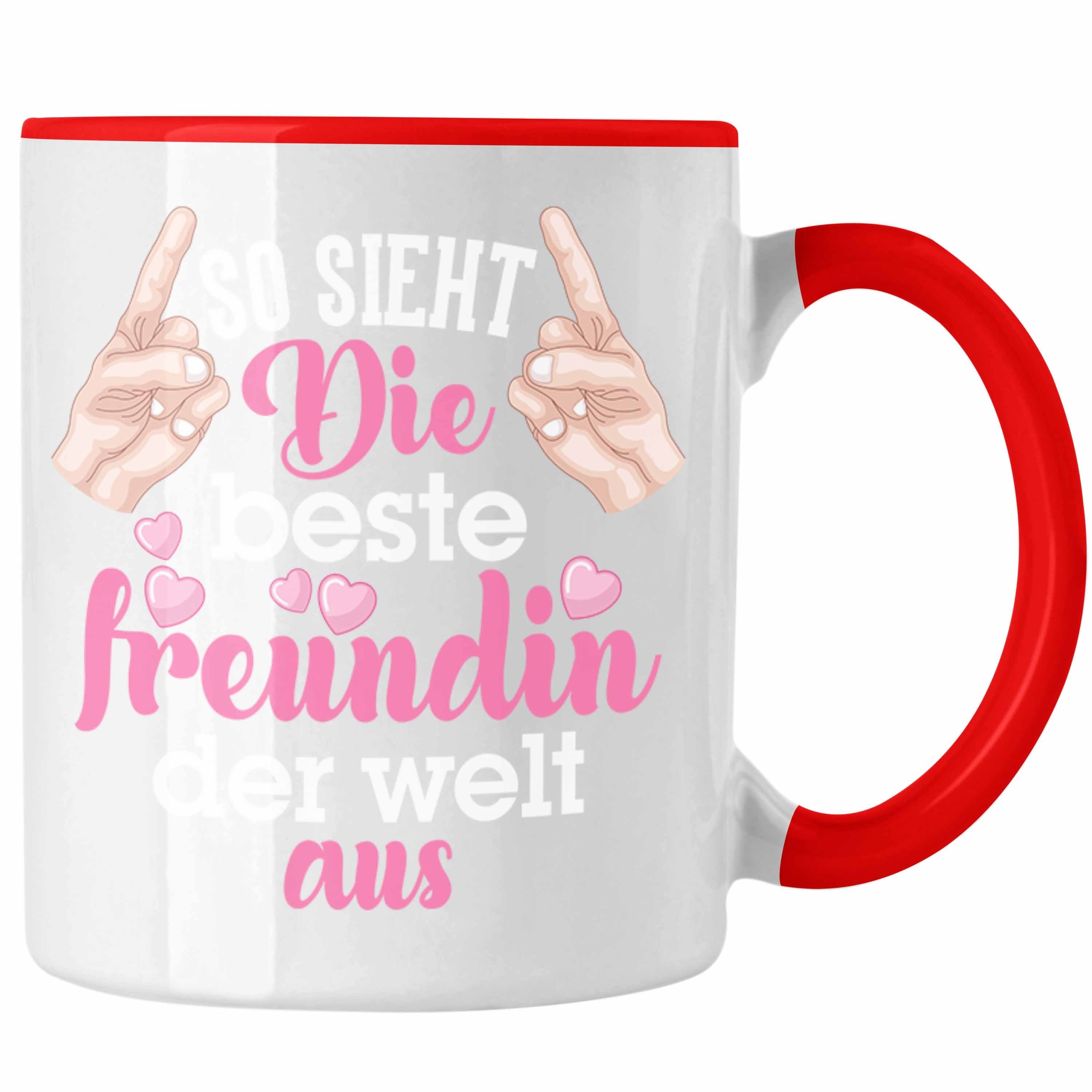 Trendation Tasse Trendation - Beste Freundin Tasse Geschenk Kaffeetasse Geschenkidee BFF Allerbeste Freundin Spruch Geburtstag Freundinnen Geschenkidee Rot