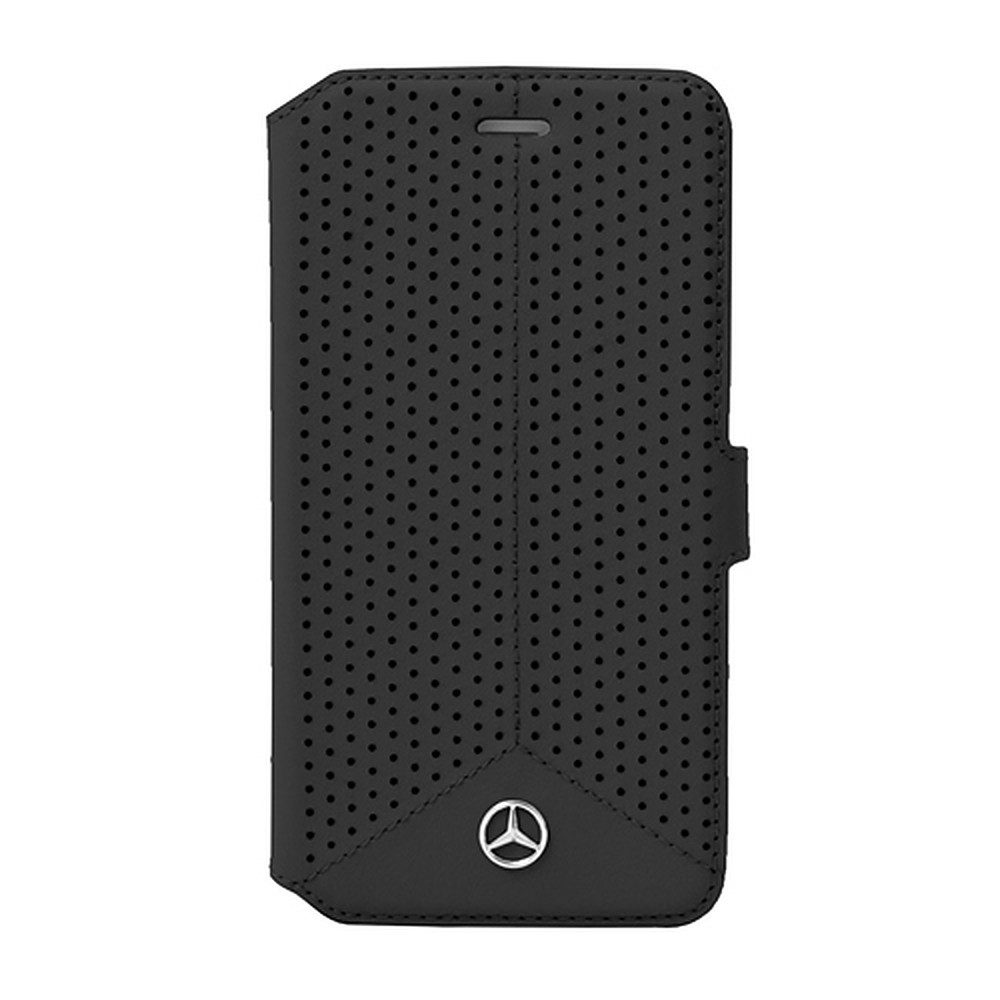Mercedes Handytasche Schutzhülle Klapptasche Kartenfach (Spar-Set, 1-tlg), Echtleder, perforiert, 3 Kartenfächer, Buchformat
