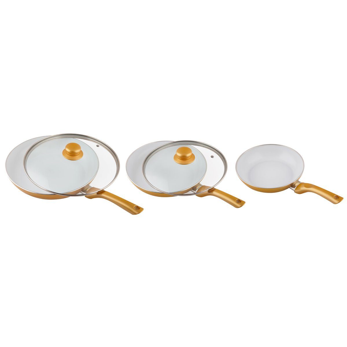 Ceramicore® 5er Best mit Set Direct® und 28cm) Beschichtung, 5-tlg), Pfannenset (Set, 24cm (20cm, Pfannen Pfannen-Set 3 Keramik Keramik gold