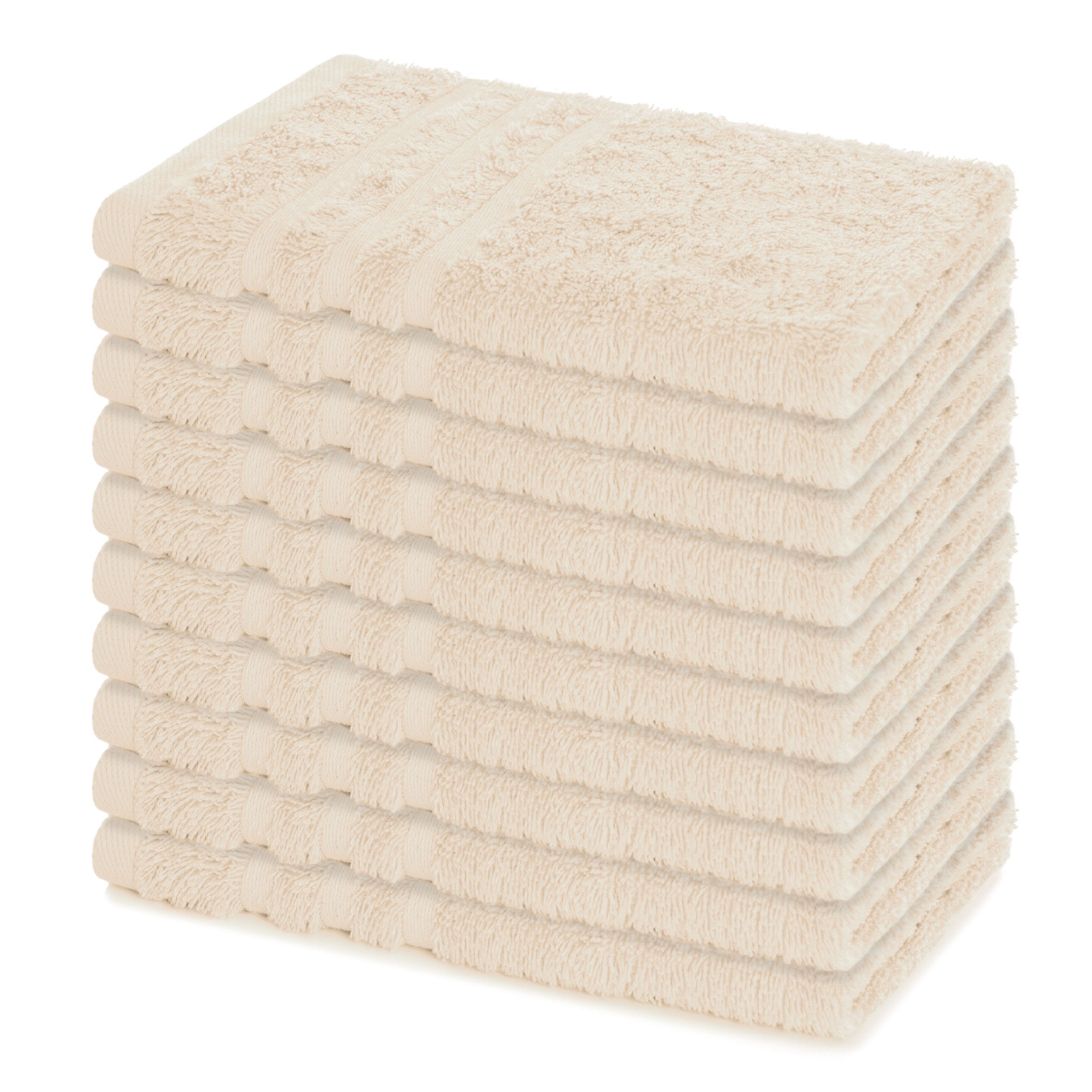 Lavea Gästehandtücher 30x50 cm, 10er Set Gästehandtuch, Elena-Frottee Handtuch, Gästetuch, (Set, 10-St), 500 g/m² Frottier, weich & saugstark, pflegeleicht