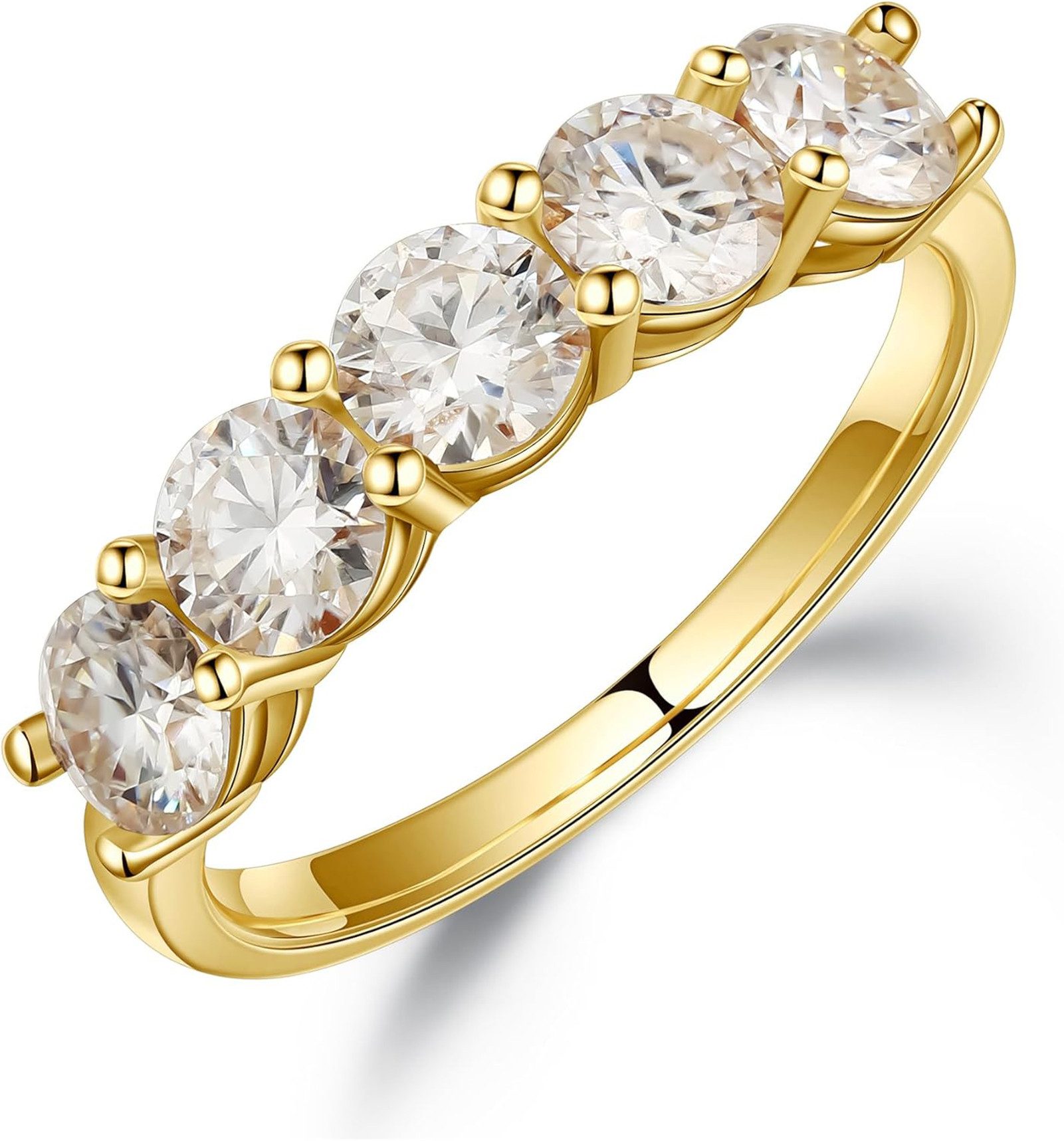 Jumpeak Diamantring Diamantring, Damenring aus 585 Gold, Ehering, stapelbar, Zehenring, Ring für den Ringfinger, massiver Goldring, Geschenk für Damen