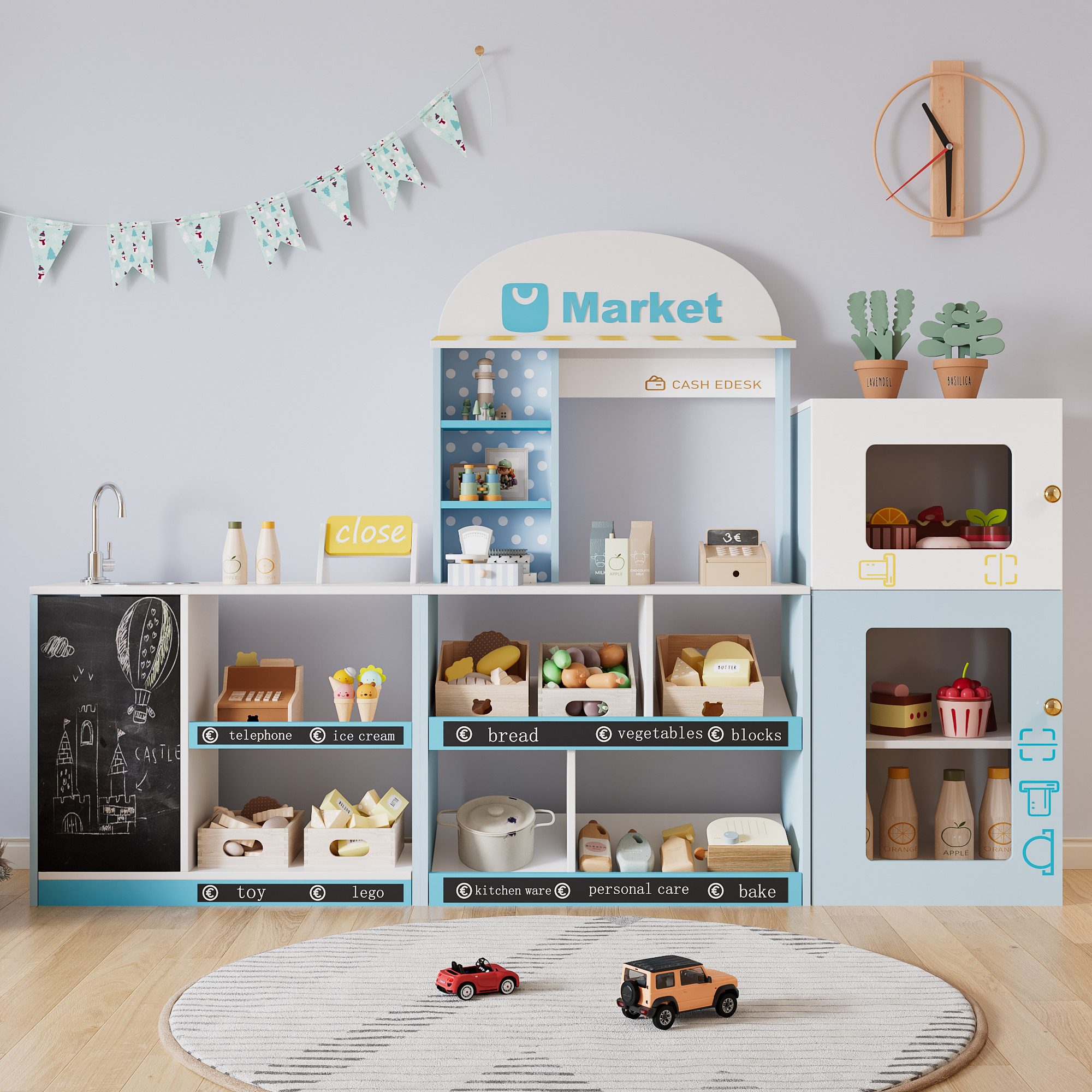 Flieks Kaufladen, Kinder-Spielgeschäft-Spielzeug 30x155x107.5cm