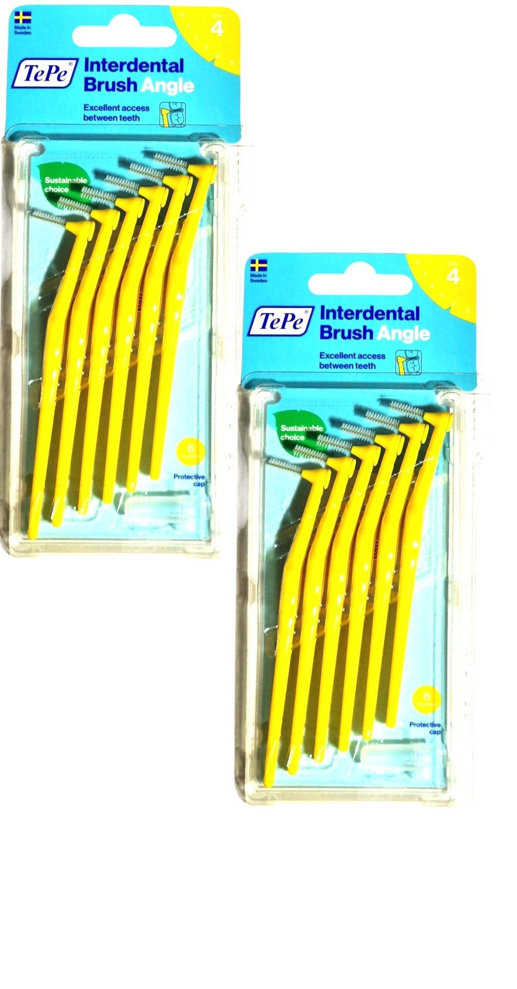 TePe Interdentalbürsten 2x TePe Angle Interdentalbürsten in gelb 0,7mm 2x 6 Stück