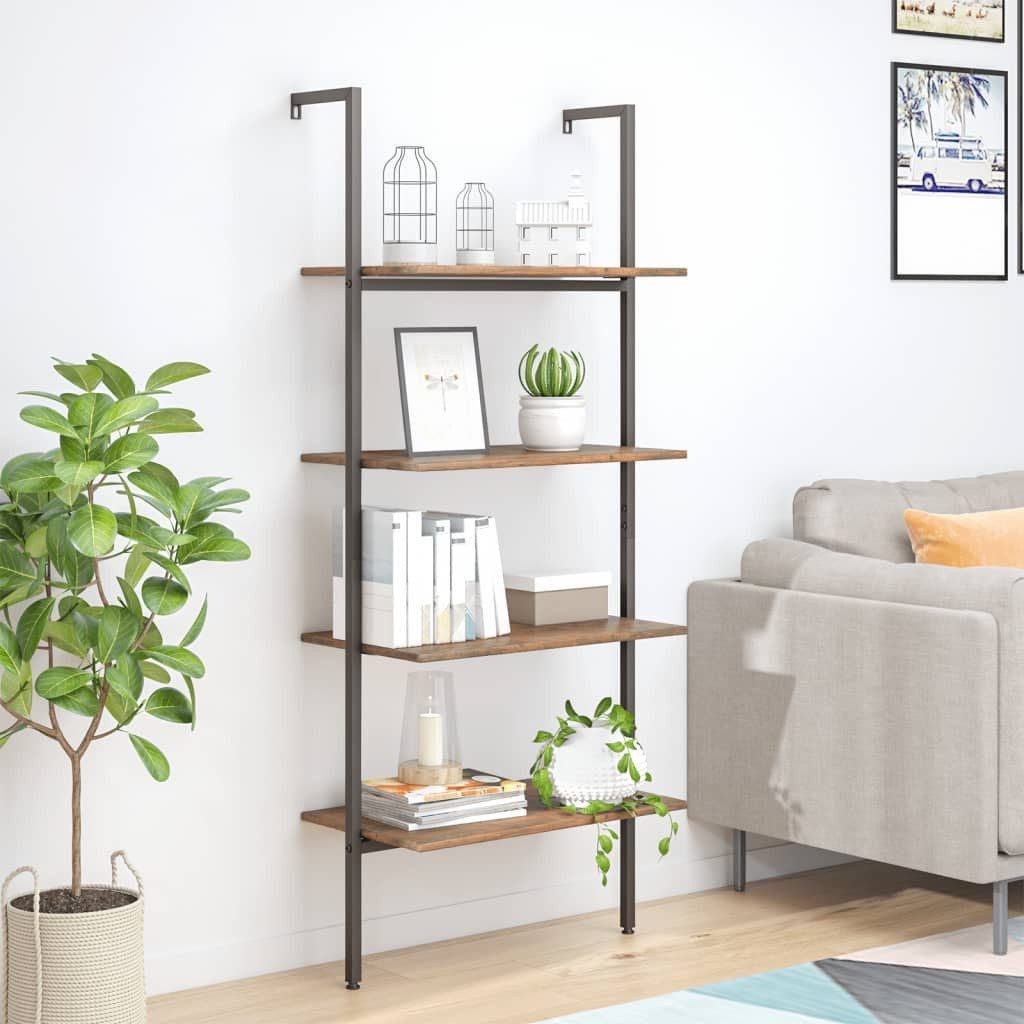 furnicato Bücherregal Anlehnregal 4 Ablagen 64 x 35 x 152,5 cm Dunkelbraun Schwa