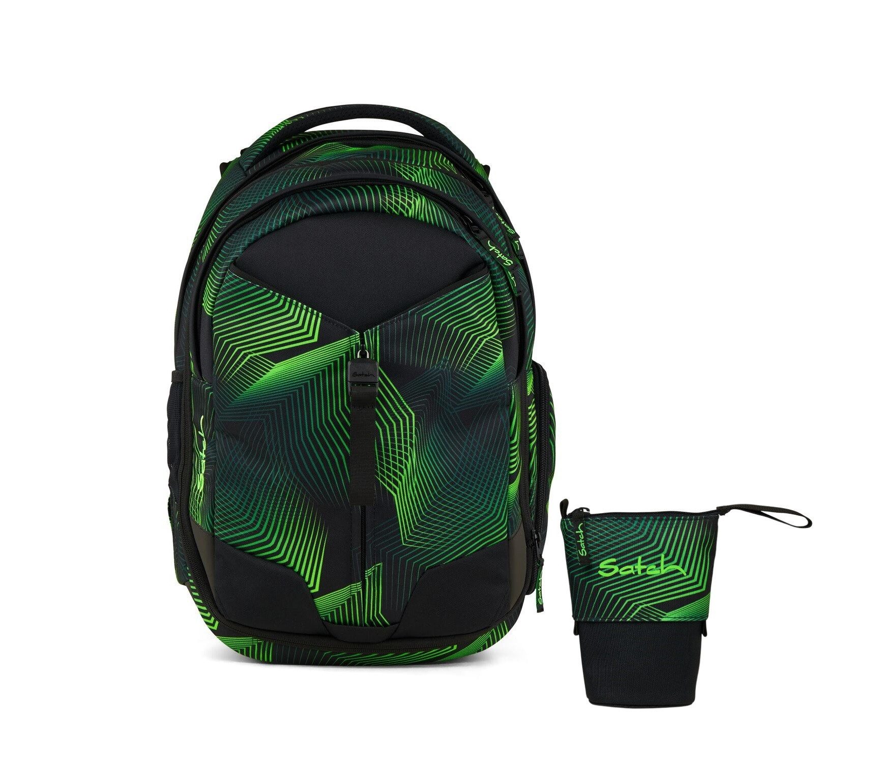 Satch Schulranzen Schulrucksack-Set MATCH Seismic Green 2-teilig (2-teilig), Schulranzen, ergonomisch, 30 + 5 Liter
