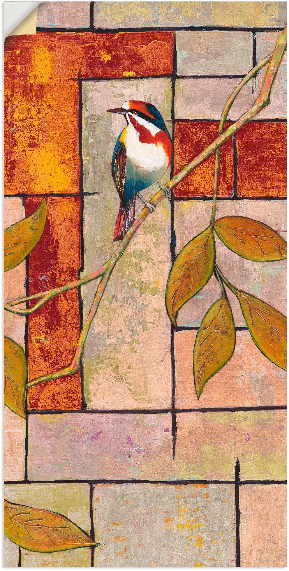 Artland Wandbild Vogel auf einem Ast II, Vögel (1 St), als Alubild, Outdoorbild, Leinwandbild, Wandaufkleber, versch. Größen