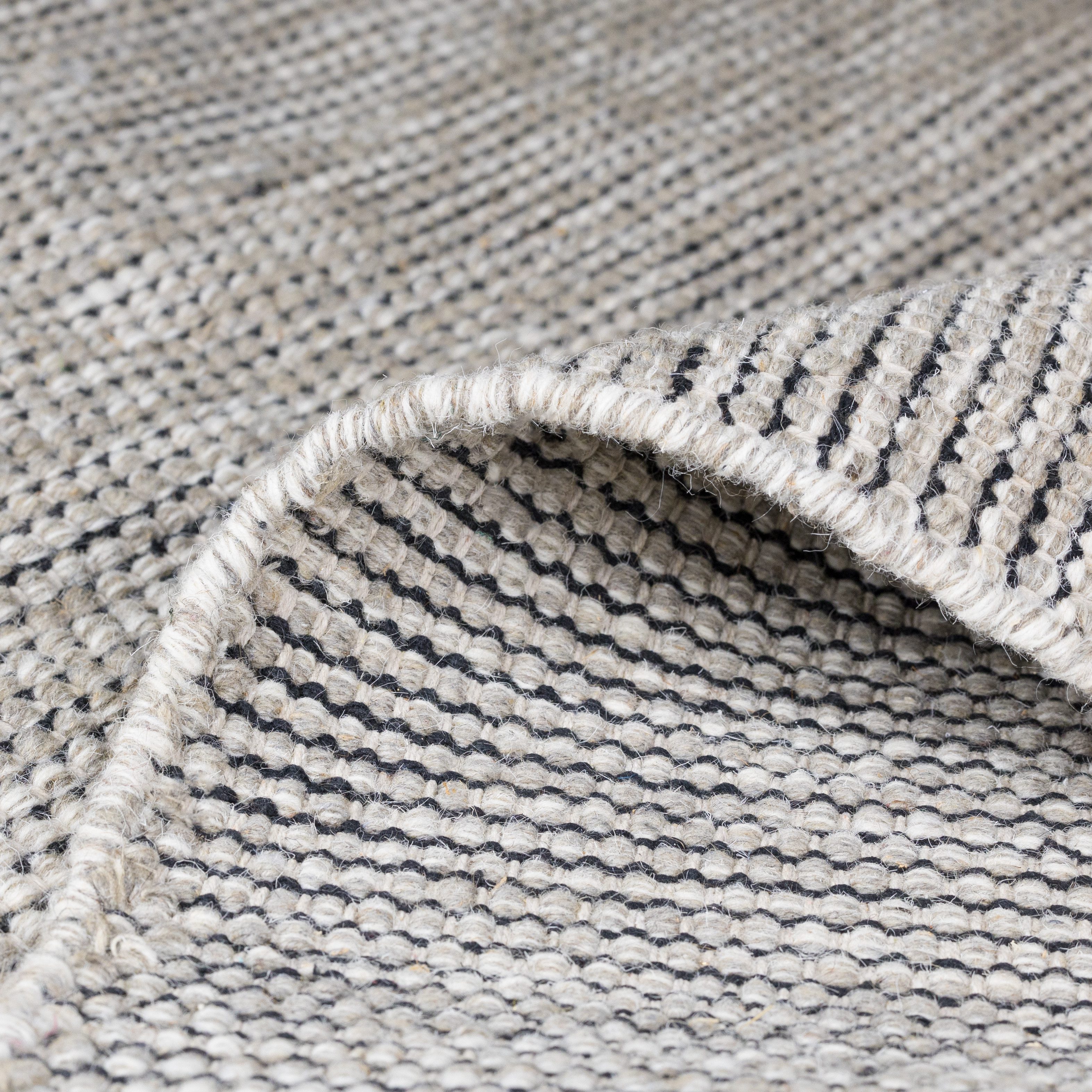 OTTO home Bettumrandung Odenne, Höhe 10 mm, (Set, 3-tlg), handgewebter Wendeteppich, melierte Optik, reine Wolle, Wohnzimmer