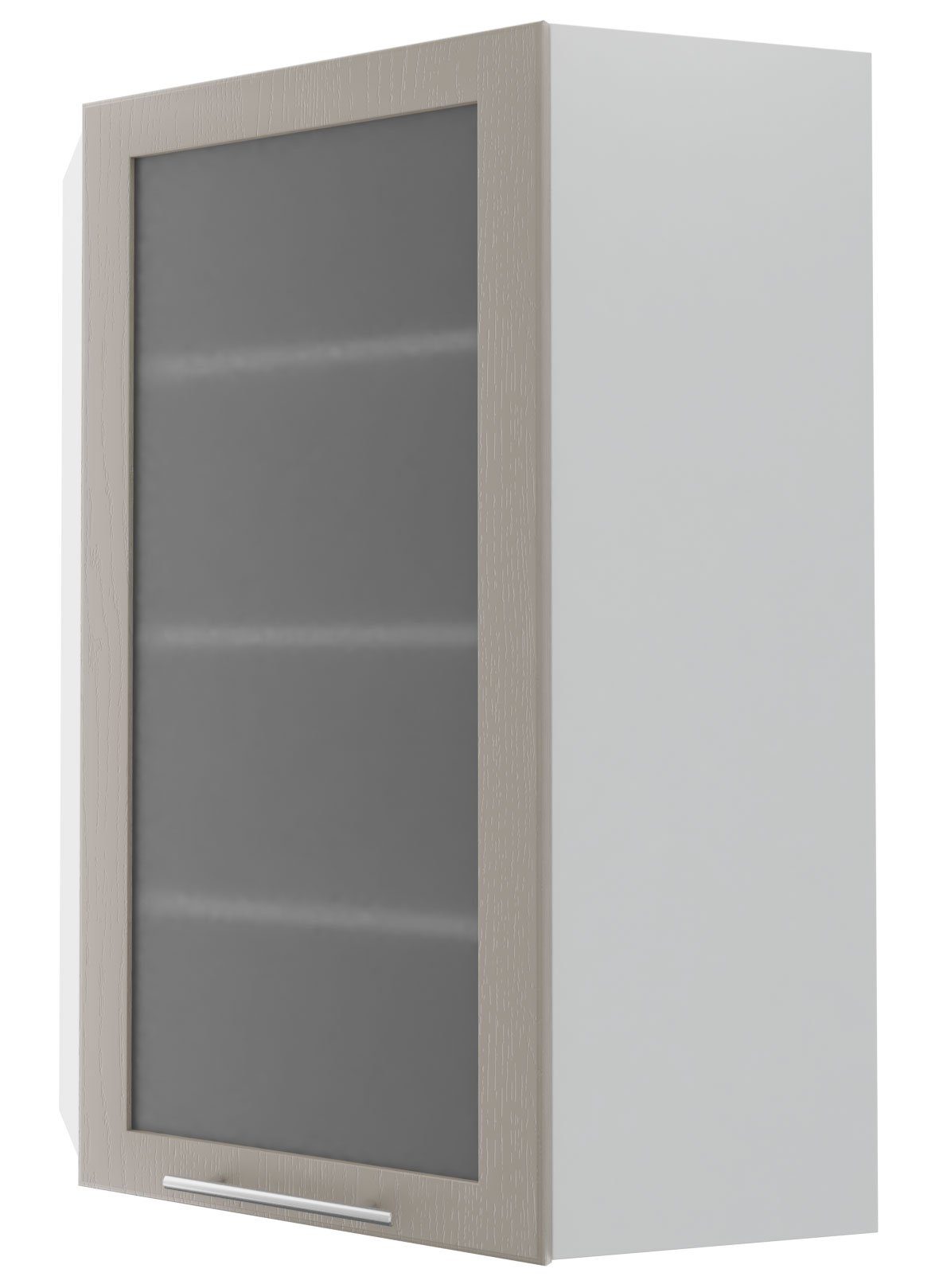 & Feldmann-Wohnen mit Elbing Eckhängeschrank (Elbing) grey Front-, stone 1-türig wählbar Glaseinsatz Korpusfarbe 60cm Ausführung