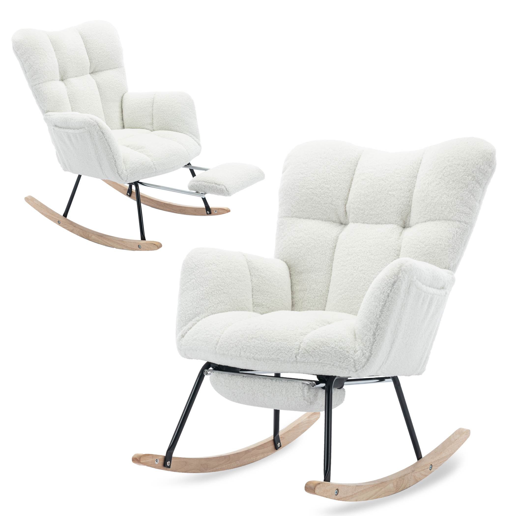 SeedWave Schaukelstuhl Teddy Schaukelsessel Wohnzimmer mit Fußstütze und Se günstig online kaufen