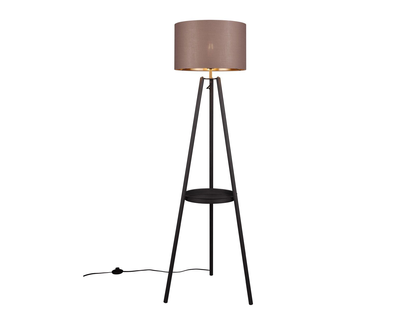 meineWunschleuchte LED Stehlampe, Ablagetisch, LED H dimmbare 152cm Tripod-lampe moderne Ablage-tisch, warmweiß, wechselbar, mit ausgefallene Taupe/Gold