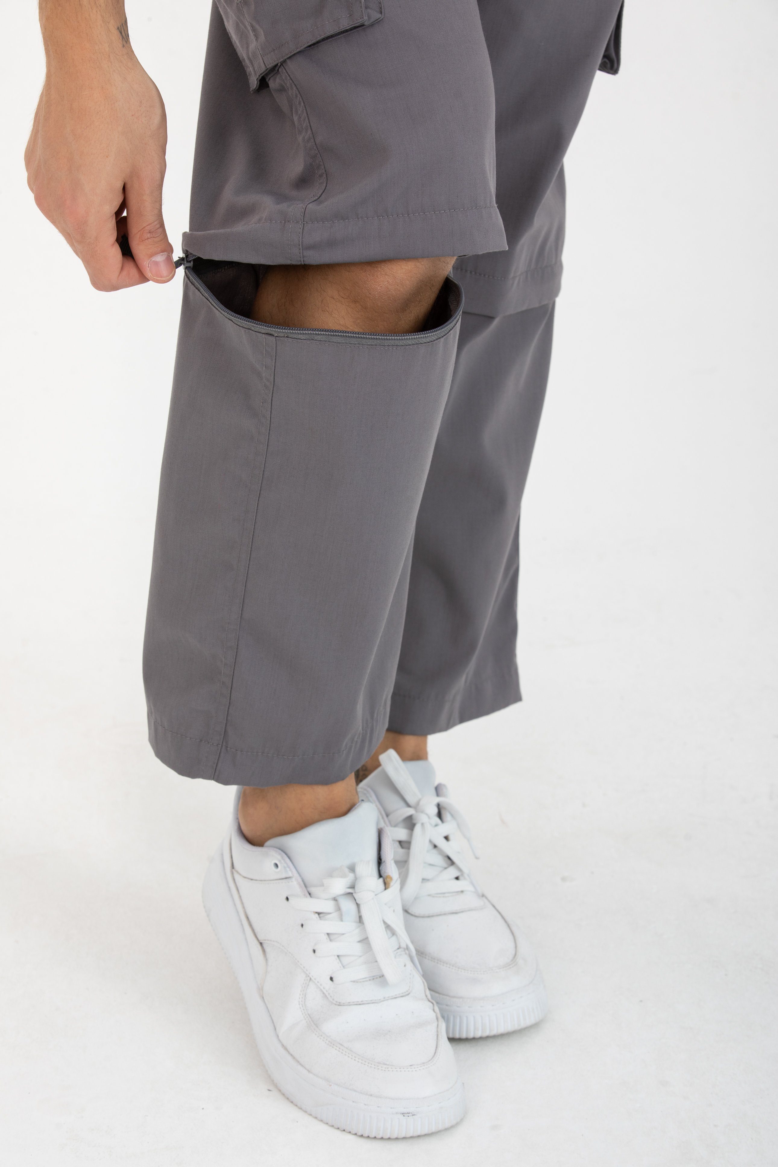 Kendindza Collection Cargohose Herren Zipp Off Cargohose Dehnbund Arbeit Hose Rangerhose Cargo Hose Gummibund elastisch, abnehmbare Beine, 6 Taschen