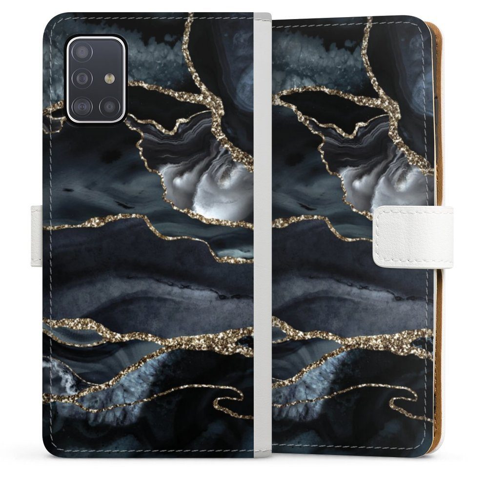DeinDesign Handyhülle »Glitzer Look Marmor Trends Dark marble gold Glitter  look«, Samsung Galaxy A51 Hülle Handy Flip Case Wallet Cover