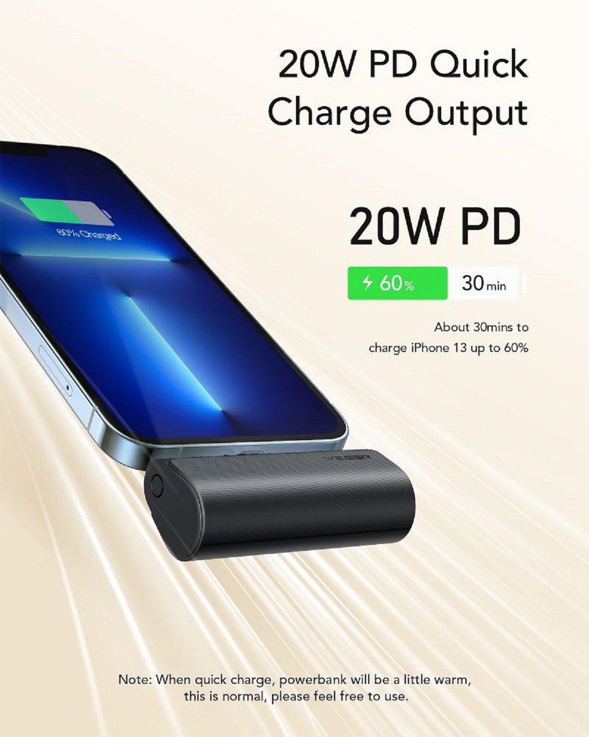 VEGER PlugOn - 5000mAh mit Build Connector für iPhone Anschlüsse PD 20W Powerbank