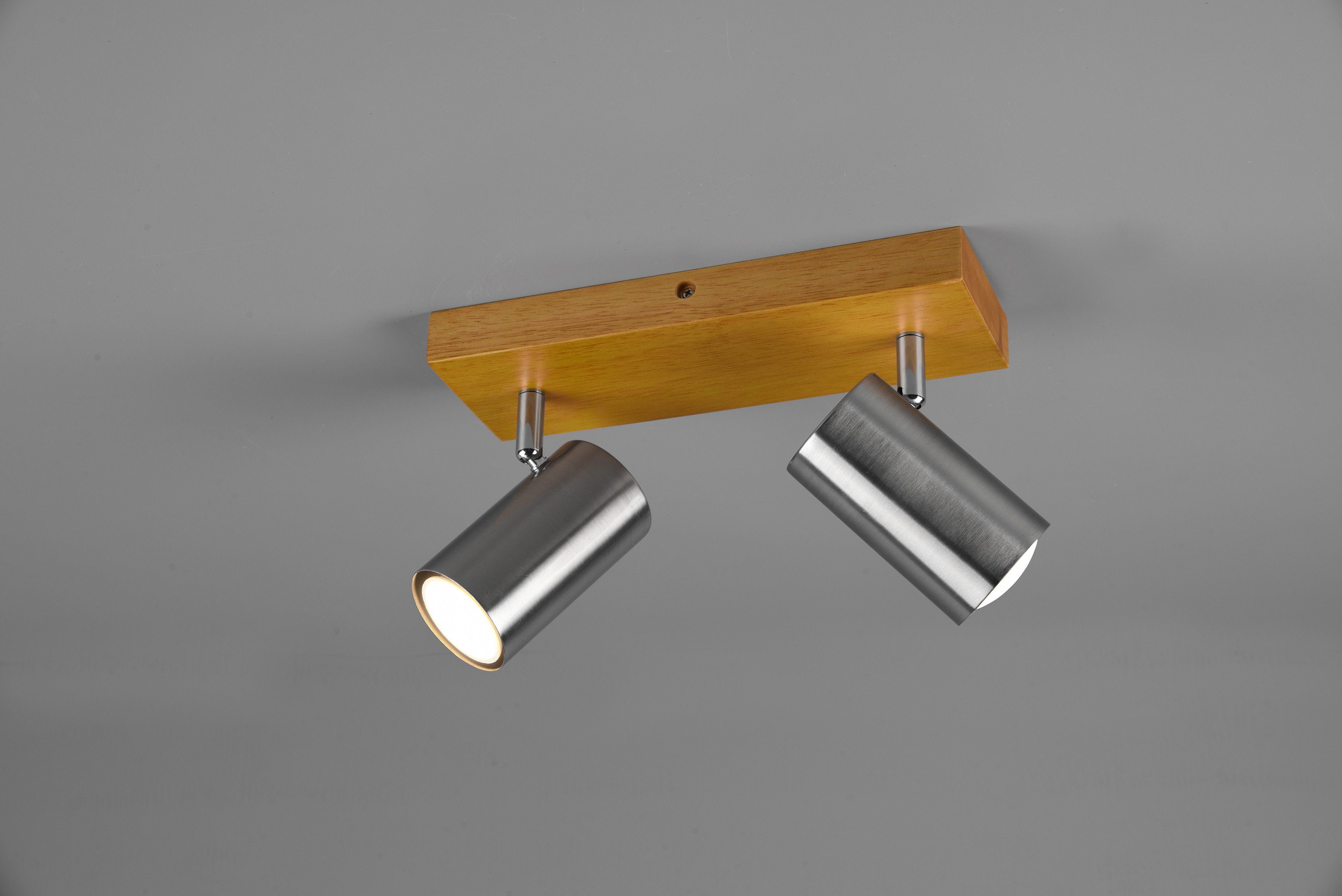 TRIO Leuchten Deckenstrahler Marley, ohne Leuchtmittel, mit Holz Baldachin, Strahler dreh- und schwenkbar