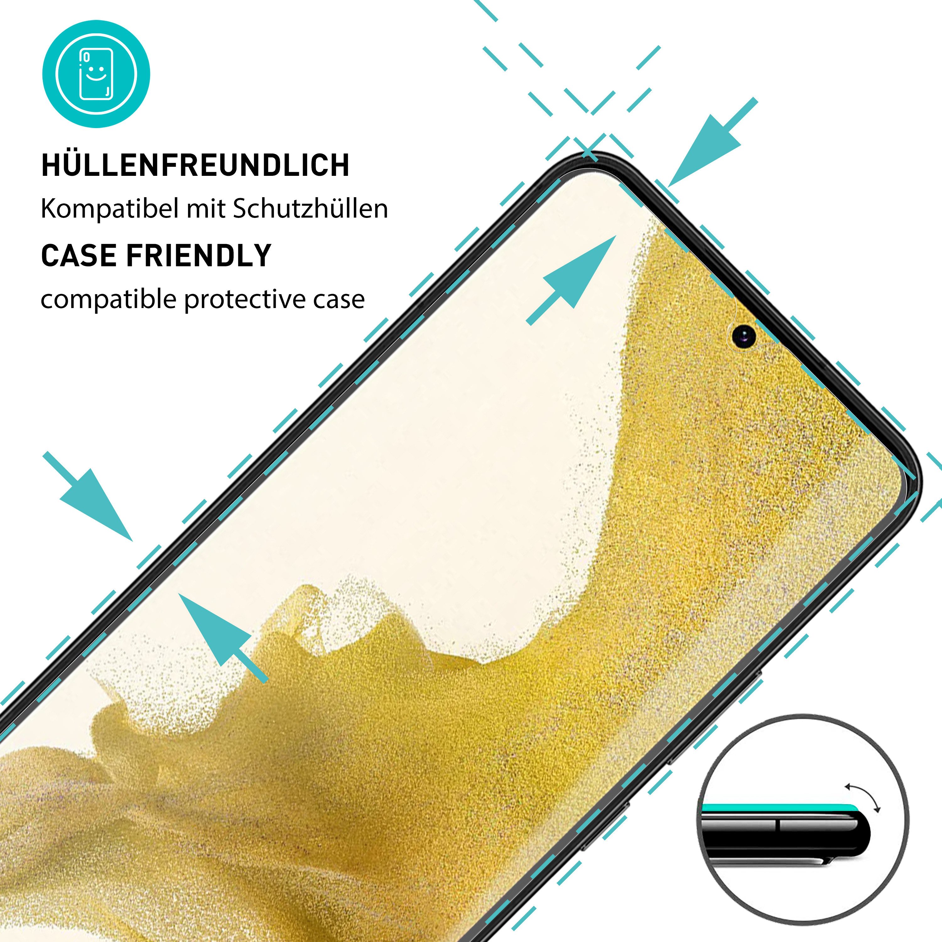 smartect Displayschutzglas Schutzglas Panzerfolie Klar für Samsung Galaxy S22, Set, 3 Stück, Schutzfolie Glasschutz Bildschirm