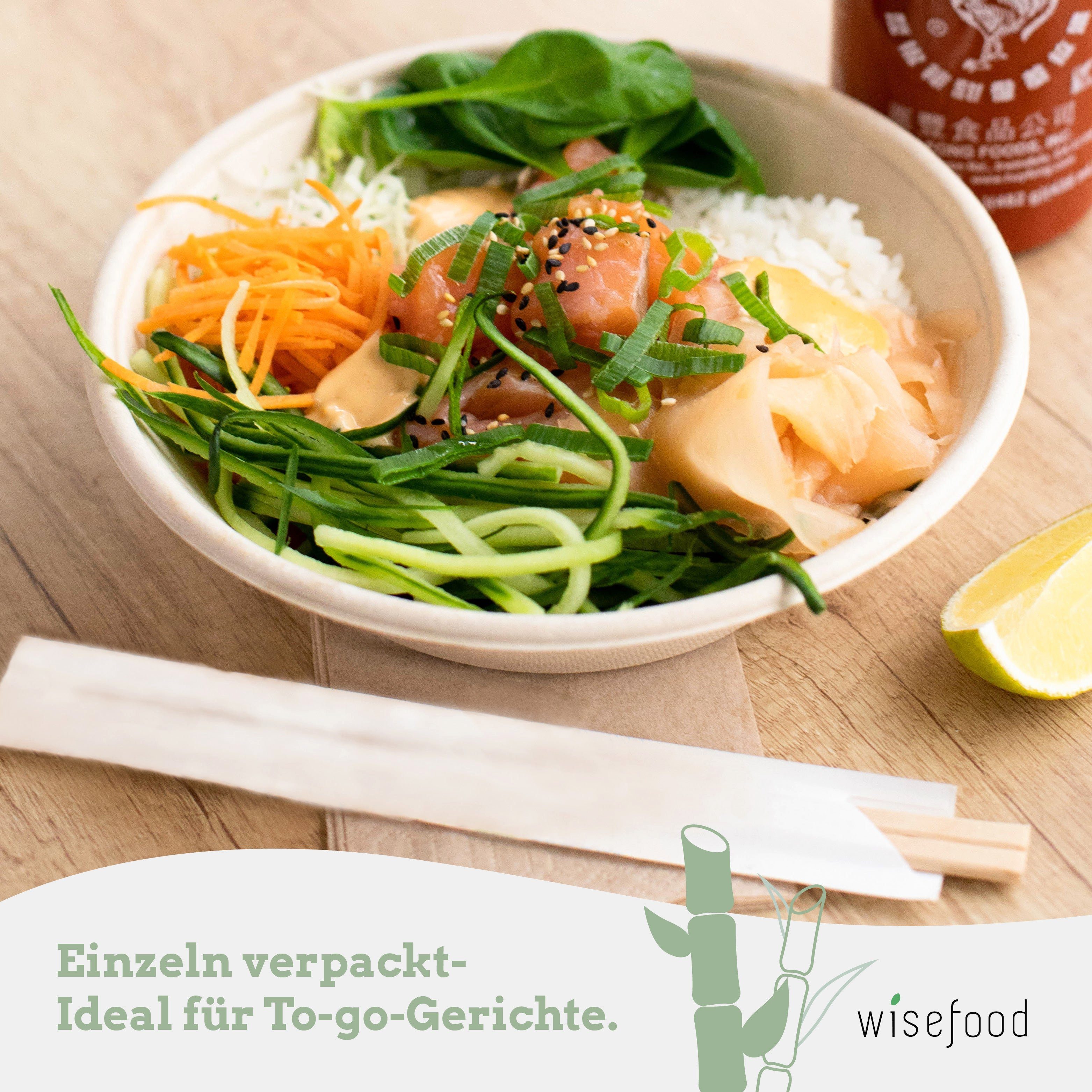 wisefood Essstäbchen Bambus Essstäbchen einzeln verpackt 23cm - 50