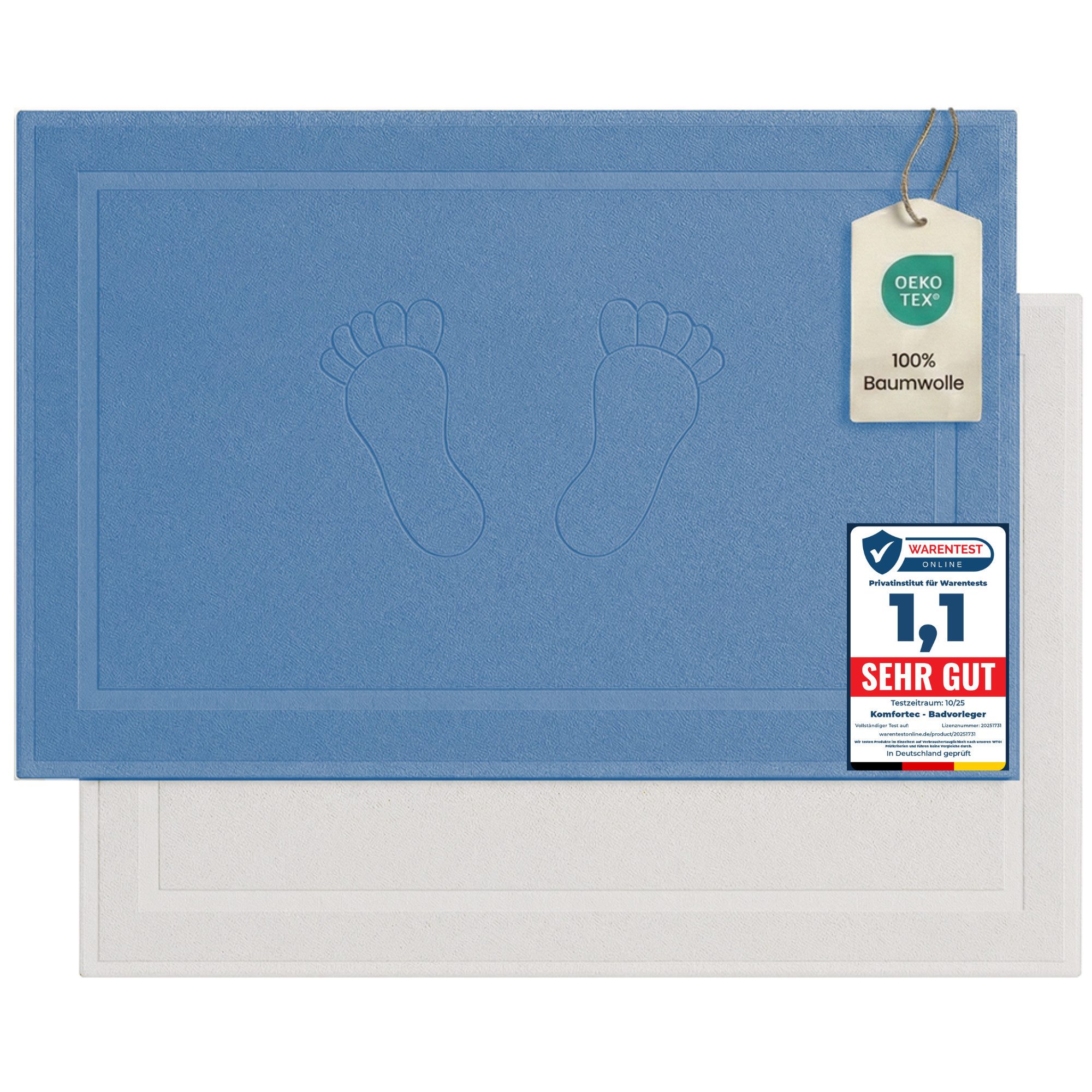 Komfortec Badematte Badvorleger aus 100% Baumwolle, Waschbar Duschmatte, Fr günstig online kaufen