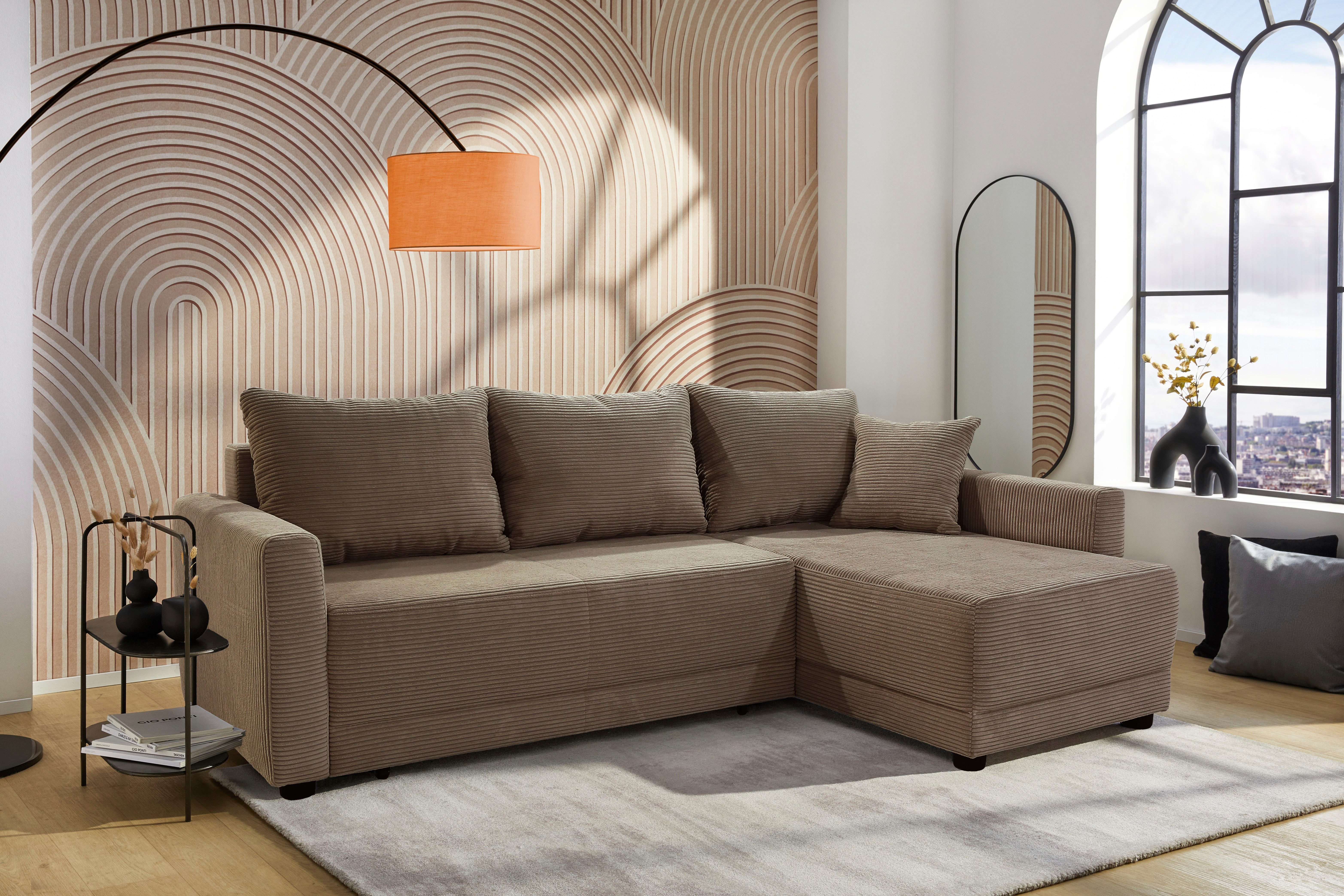 Jockenhöfer Gruppe Ecksofa Venezia L-Form, B: 234 cm, mit Bettfunktion, Bettkasten & Zierkissen