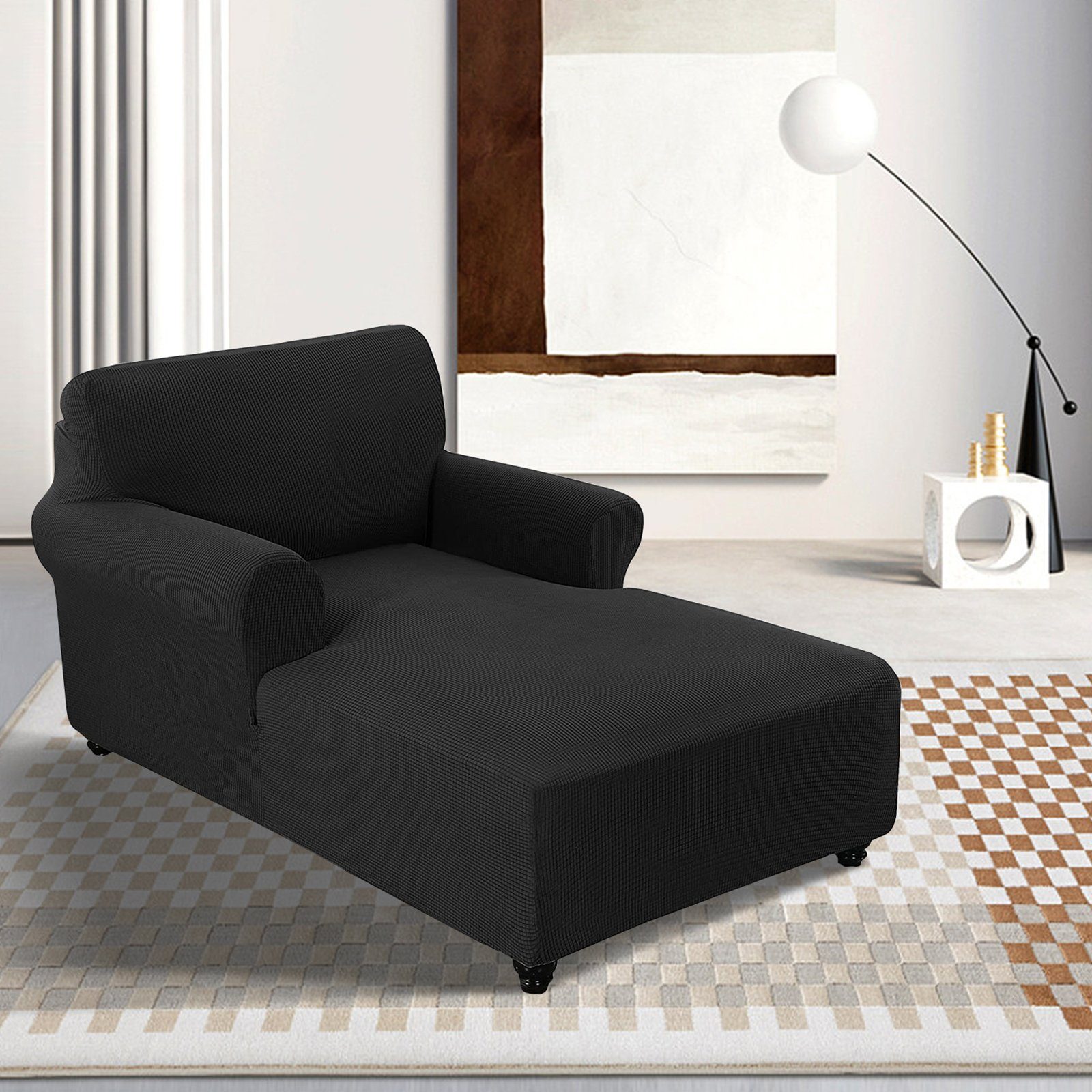BTTO Sofahusse Stuhlhusse Samt, Stretch, für Arm Chaiselongue Couchüberzug, Longseat Sessel Sitzkissenbezug