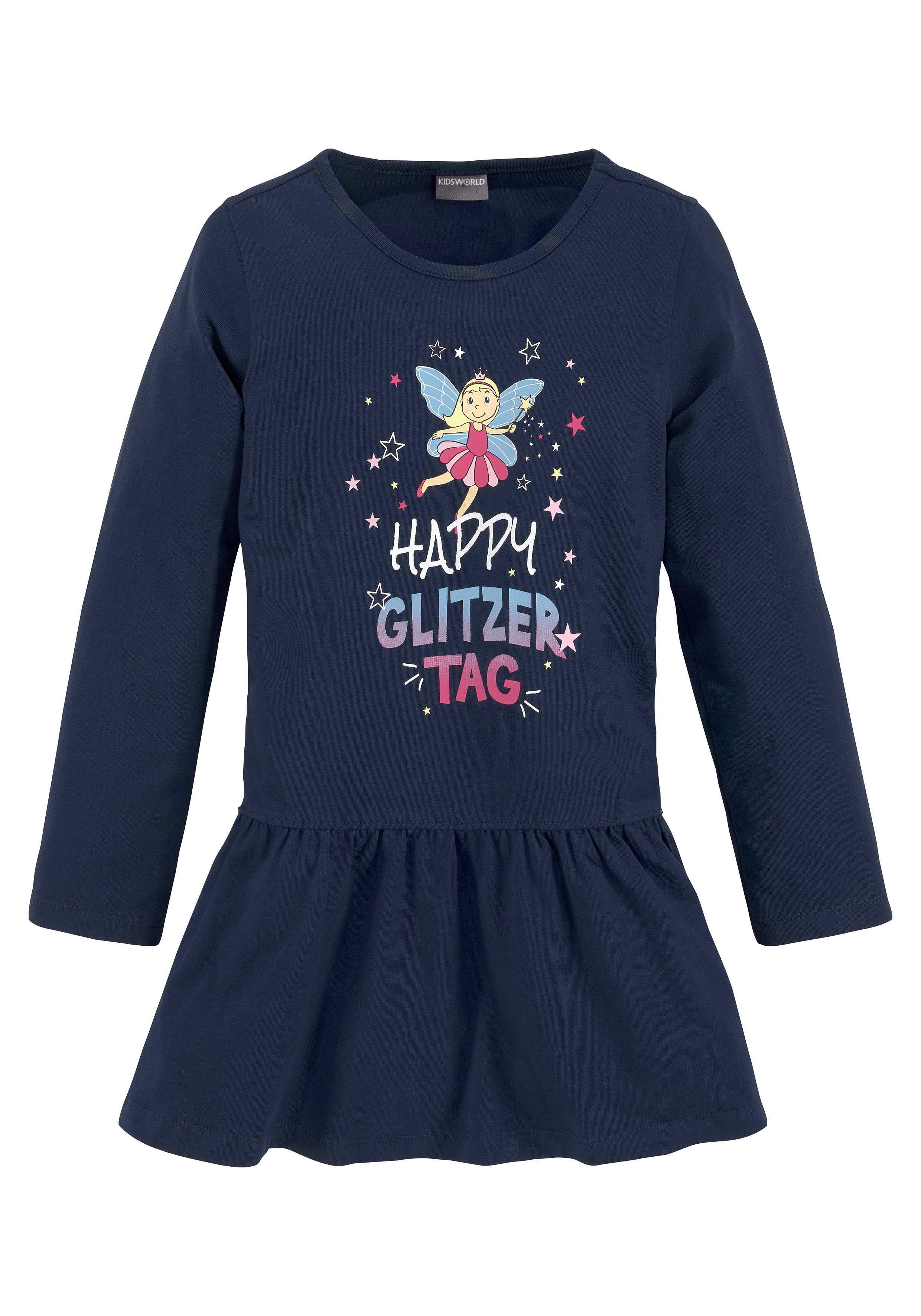KIDSWORLD Jerseykleid HAPPY GLITZER TAG kniefreie Länge, verspielter Look, aus Baumwollmischung. Reduzierter Preis € 15,99. Unverbindliche Preisempfehlung € 19,99, (€ 15,99 pro 1 Stk)