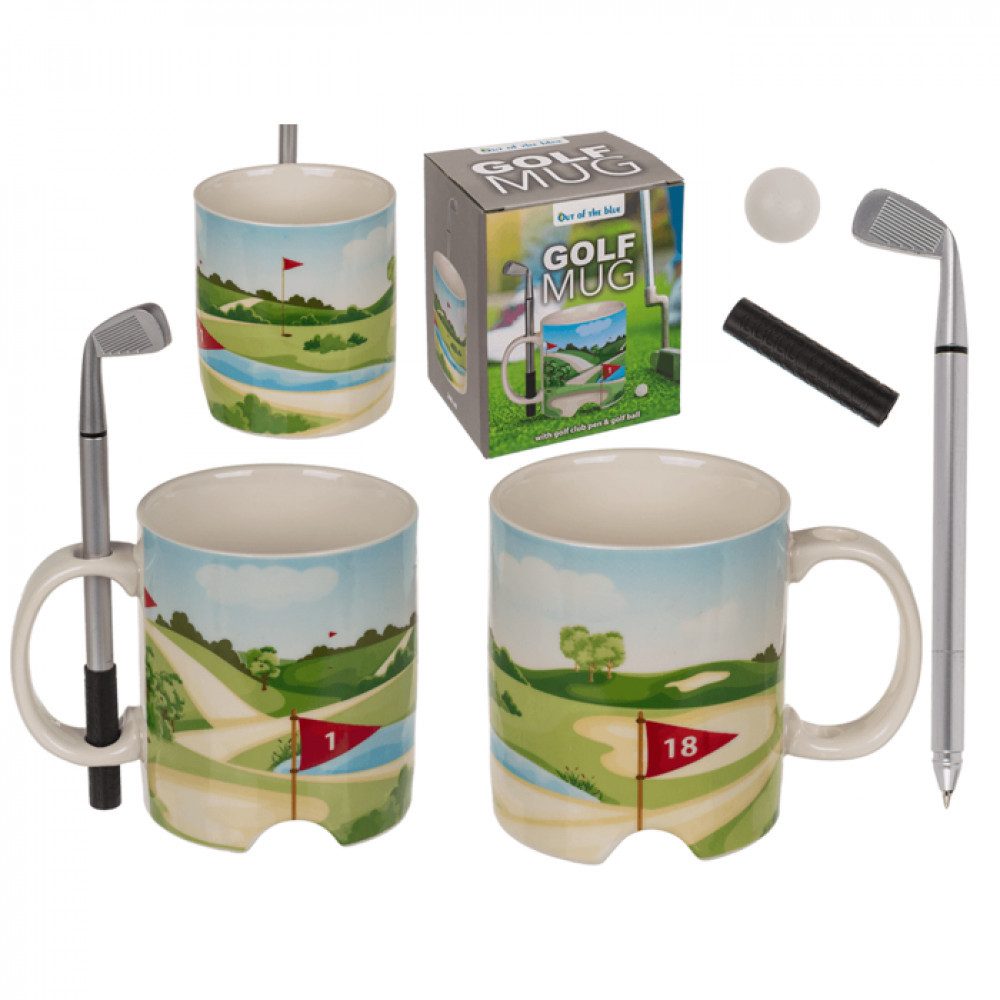 Out of the Blue Tasse Kaffeetasse Motiv Golfplatz, mit Kugelschreiber Maße ca. 10 x 8 cm, au, 1-tlg., Steingut