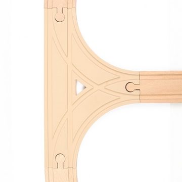 Kreative Feder Spielzeugeisenbahn-Schiene Weiche 90° mit 2 Fahrspuren - Erweiterung für Holz-Eisenbahnen, (1-tlg), aus Bio-Kunststoff; kompatibel mit Eichhorn, Brio, Haba, Thomas,...