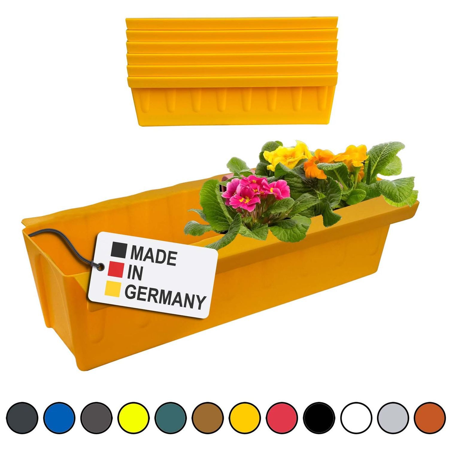 BURI Blumenkasten Europaletten Blumenkasten Gelb 6er-Set zum Anhängen Pflanzkasten