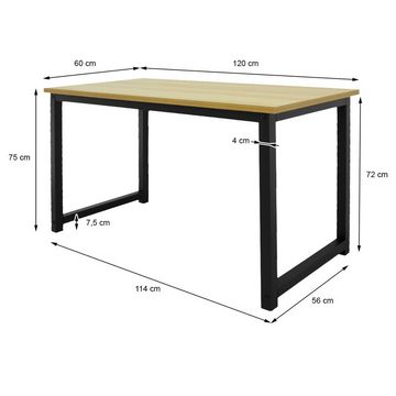 ML-DESIGN Schreibtisch Computertisch aus Holz mit stabiles Metallgestell Arbeitstisch, Schreibtisch Ahorn/Schwarz Rechteckig aus Metall und Holz 120x60x75cm