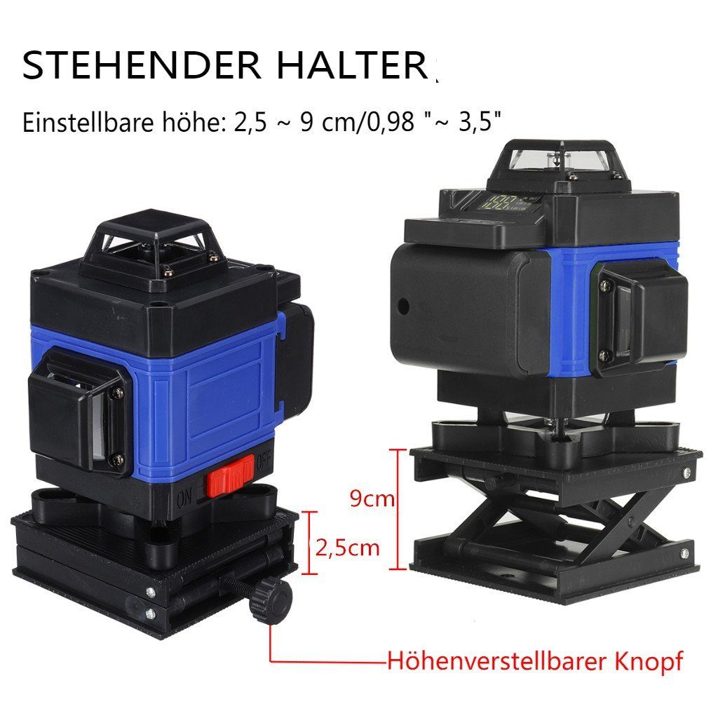 mit (4D Linien Insma Laserwasserwaage, 16 Akku) Kreuzlinienlaser 2 Linienlaser 360°