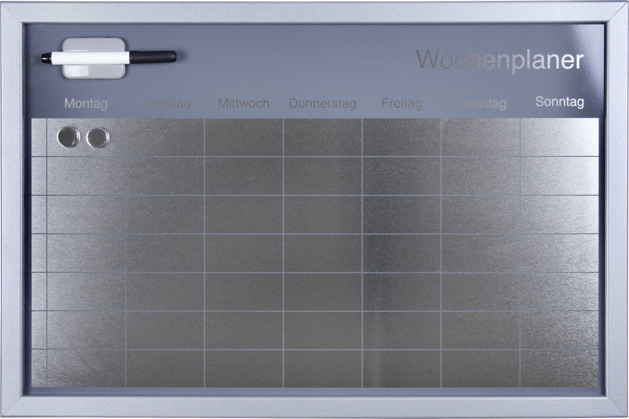 Vigo Bürostuhl Vigo Magnettafel Wochenplaner Metalloptik, 60 x 40