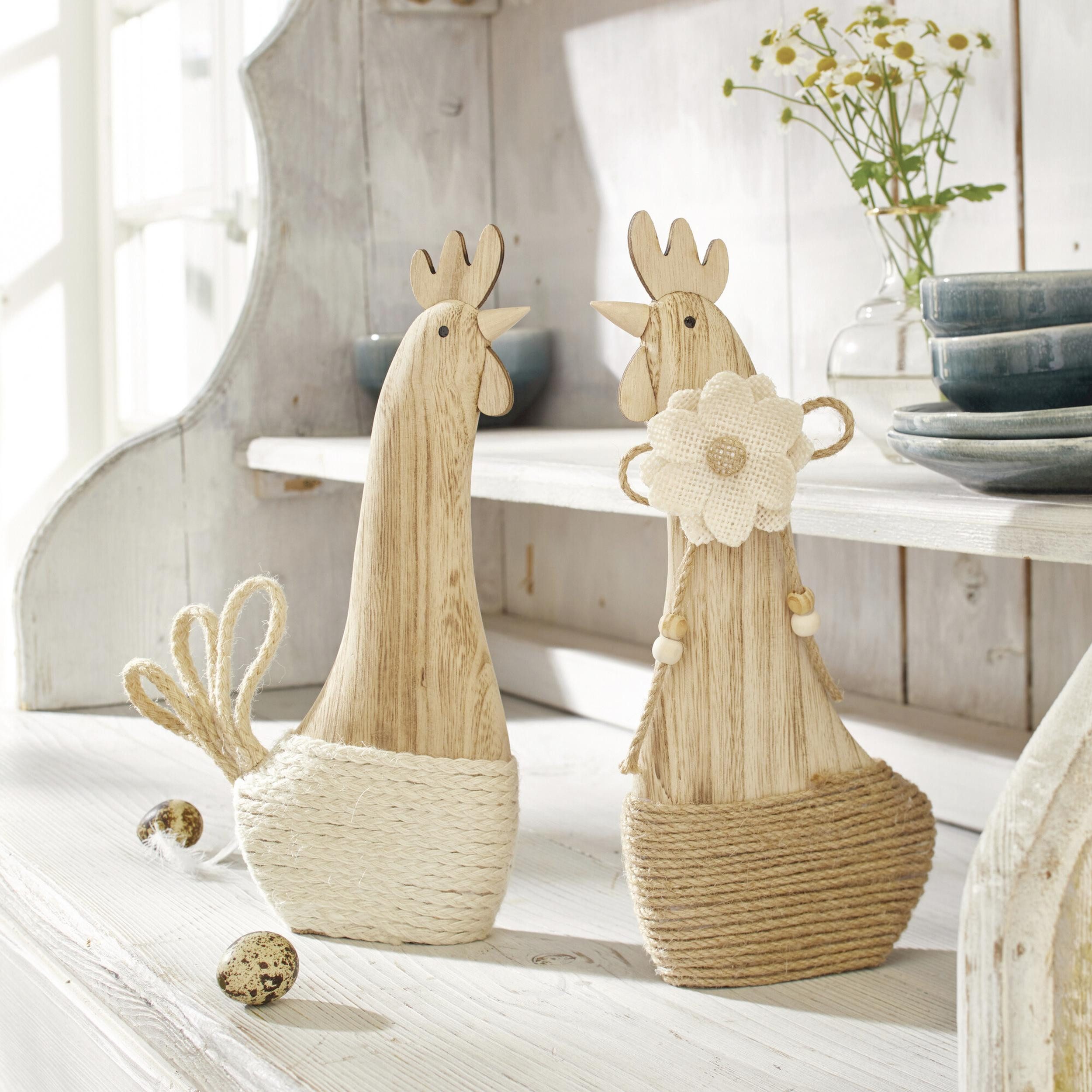 Frank Flechtwaren Dekofigur Huhn "Bertha & Louise", 2er Set