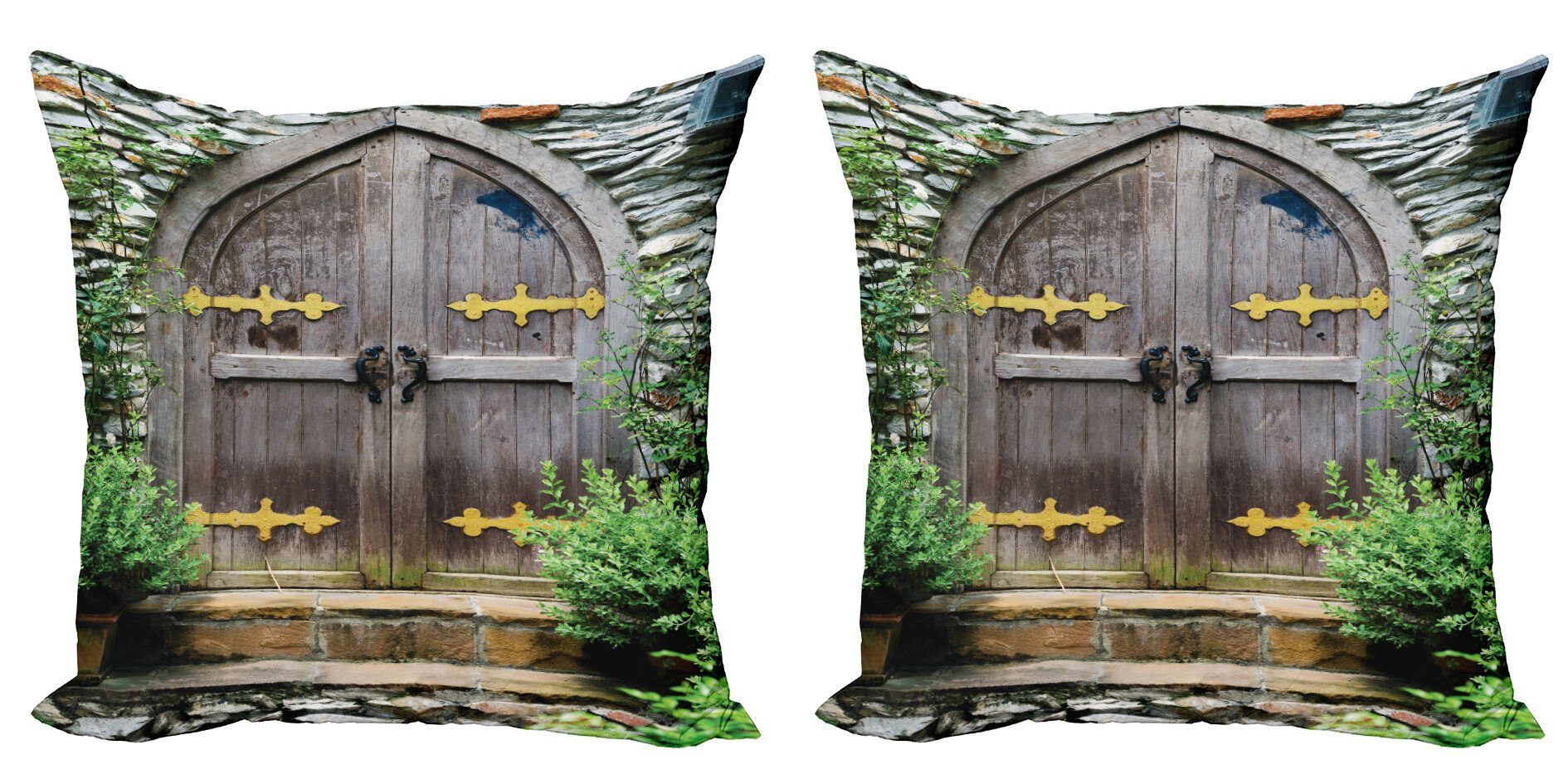 Kissenbezüge Modern Accent Stück), Schloss-Eingang Alter (2 traditionell Abakuhaus Digitaldruck, Doppelseitiger