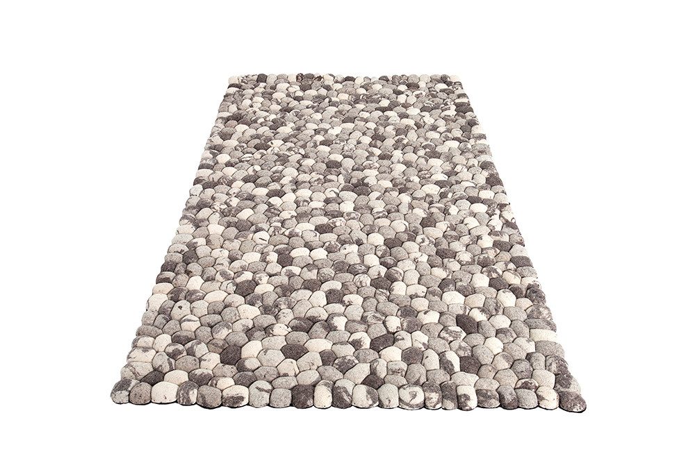 riess-ambiente Wollteppich ORGANIC LIVING 200x120cm grau, rechteckig, Höhe: 40 mm, Schurwoll-Teppich · Steinoptik · Handgewebt · Wohnzimmer