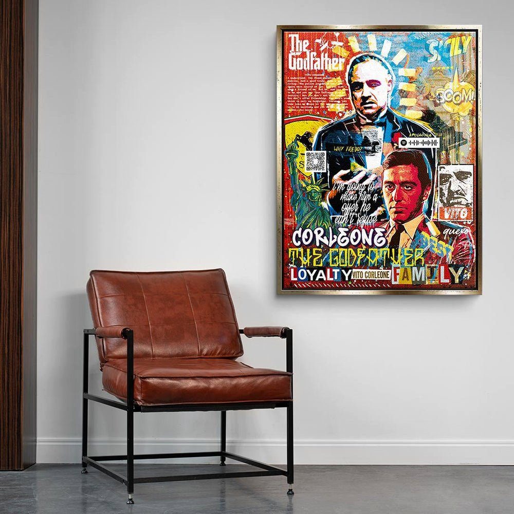 DOTCOMCANVAS® Leinwandbild, The Rahmen Leinwandbild Godfather Collage Pacino silberner Der Al Art Style Pop Pate