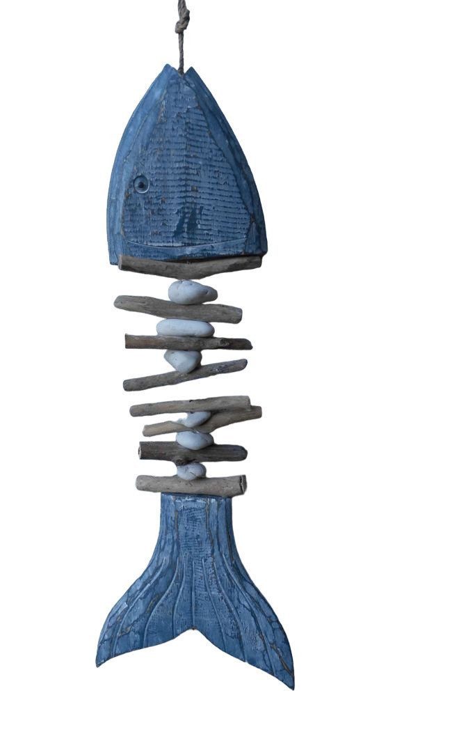 Deko-Impression Dekohänger Hänger Fischgerippe Fischgräte Girlande Treibholz blau maritime Deko (1 St)