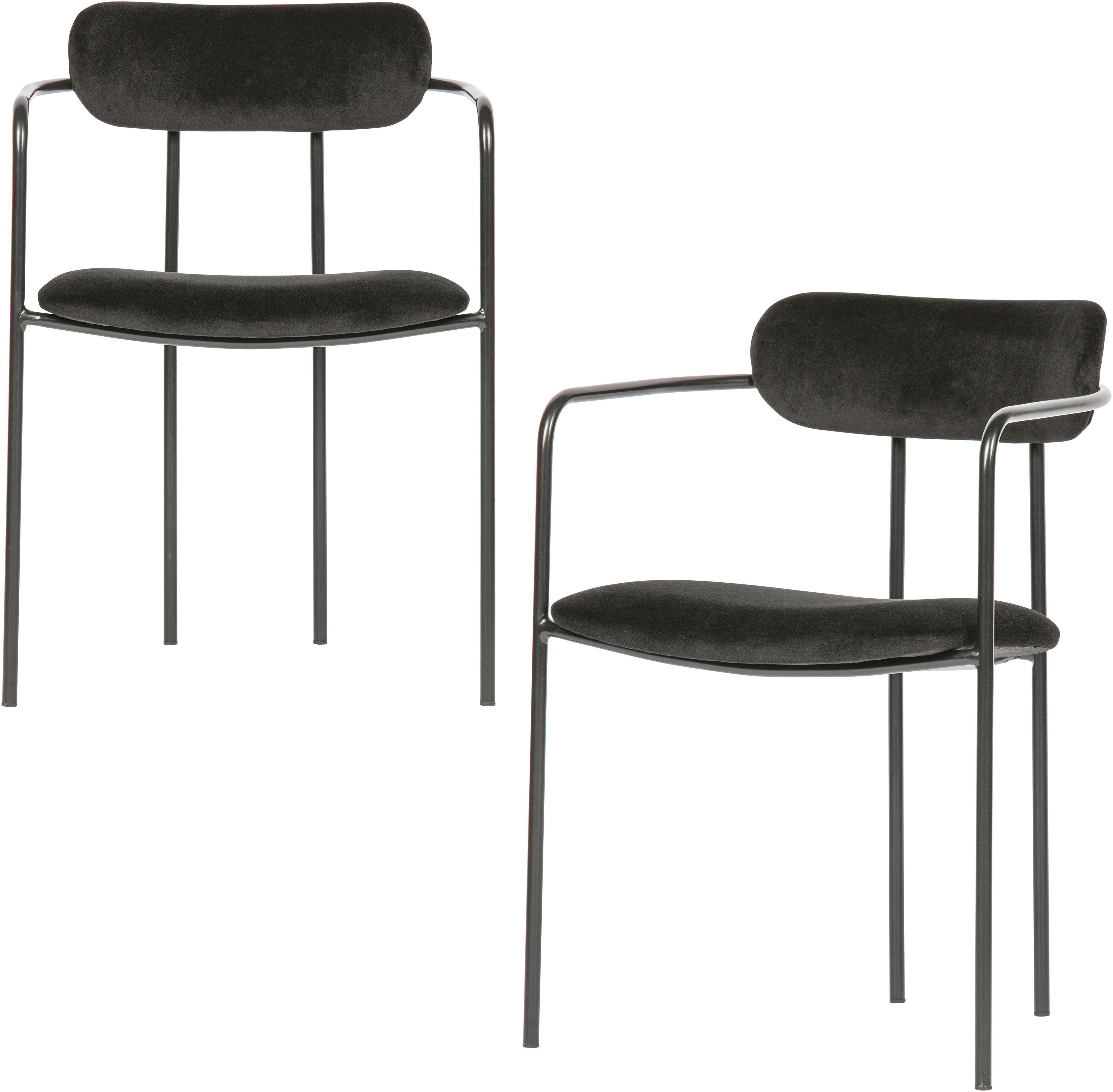 WOOOD Esszimmerstuhl Ivy stapelbar mit Velvet-Bezug und Eisengestell B 55 x T 54 x H 76 cm (Set, 2 St), Tragkraft 150 kg, Eisengestell, Pfleiglicht