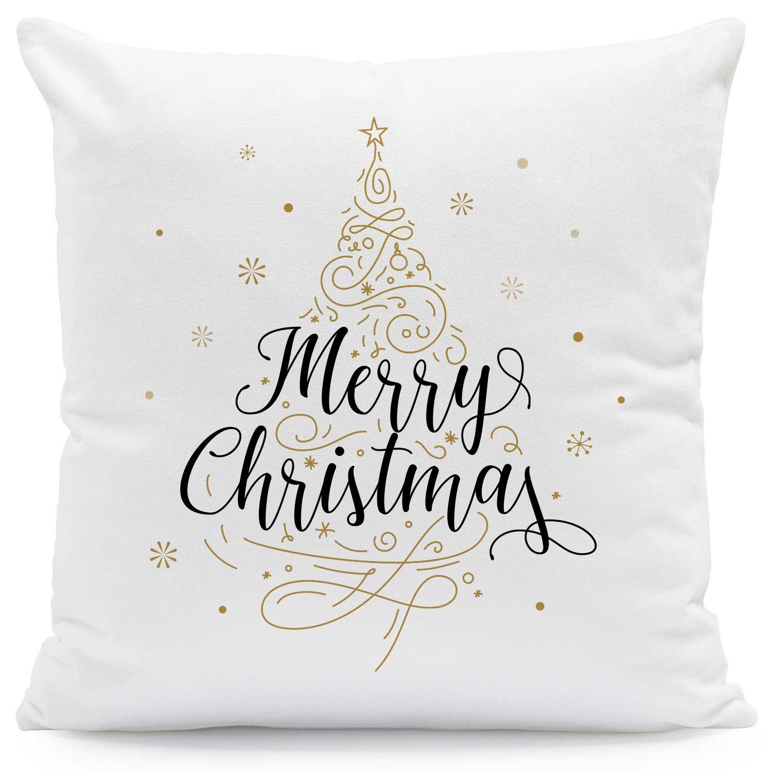 GRAVURZEILE Zierkissen mit Weihnachtsmotiv - Weihnachtsbaum - Weihnachtsdeko, 40 x 40 cm - Waschbar bis 40 Grad - Mit Füllung